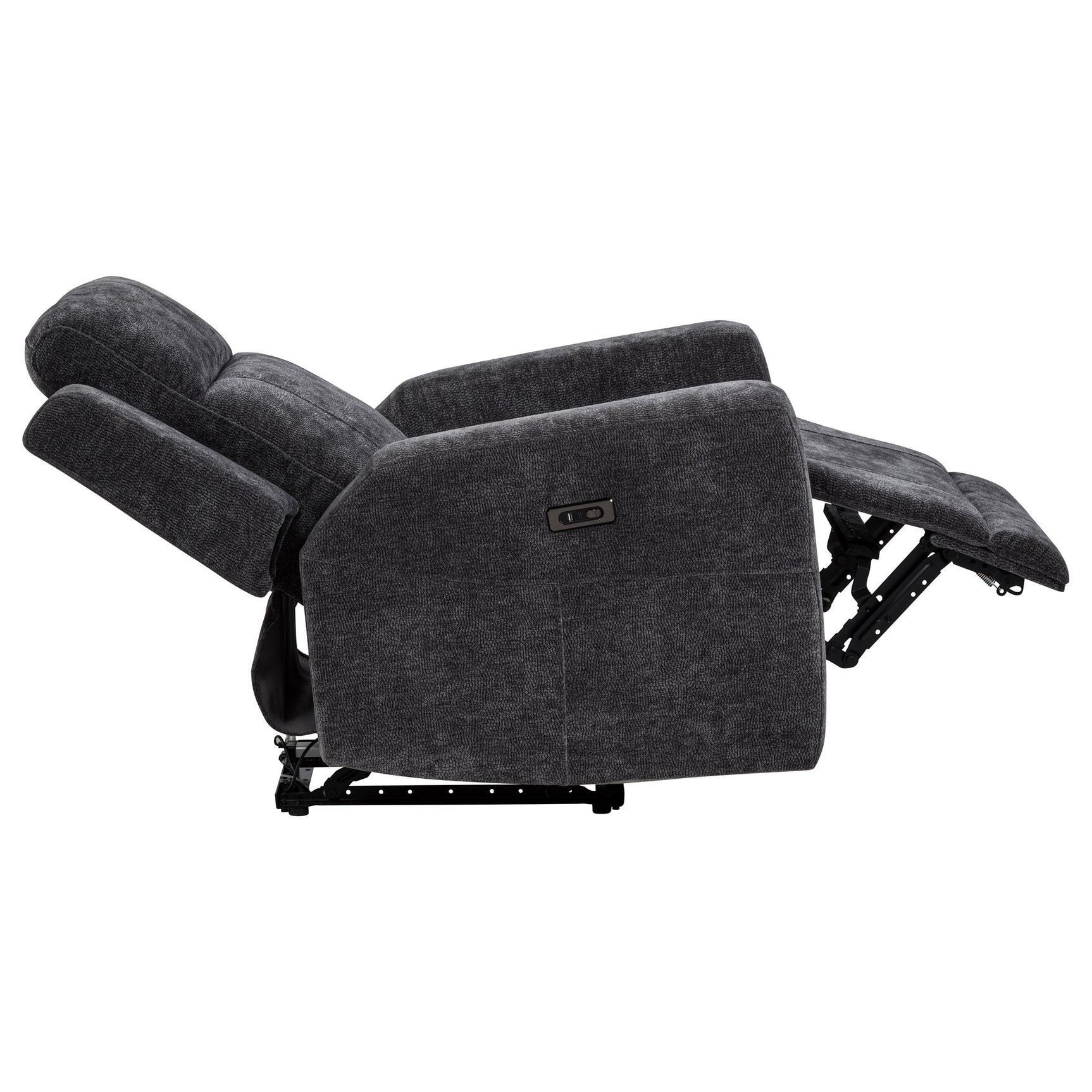 Kennett Dark Grey Chenille Upholstered Power Recliner Chair - Ornate Home