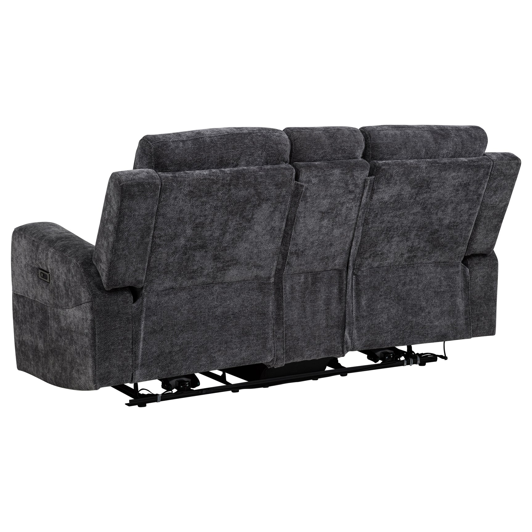 Kennett Dark Grey Chenille Upholstered Power Reclining Loveseat - Ornate Home