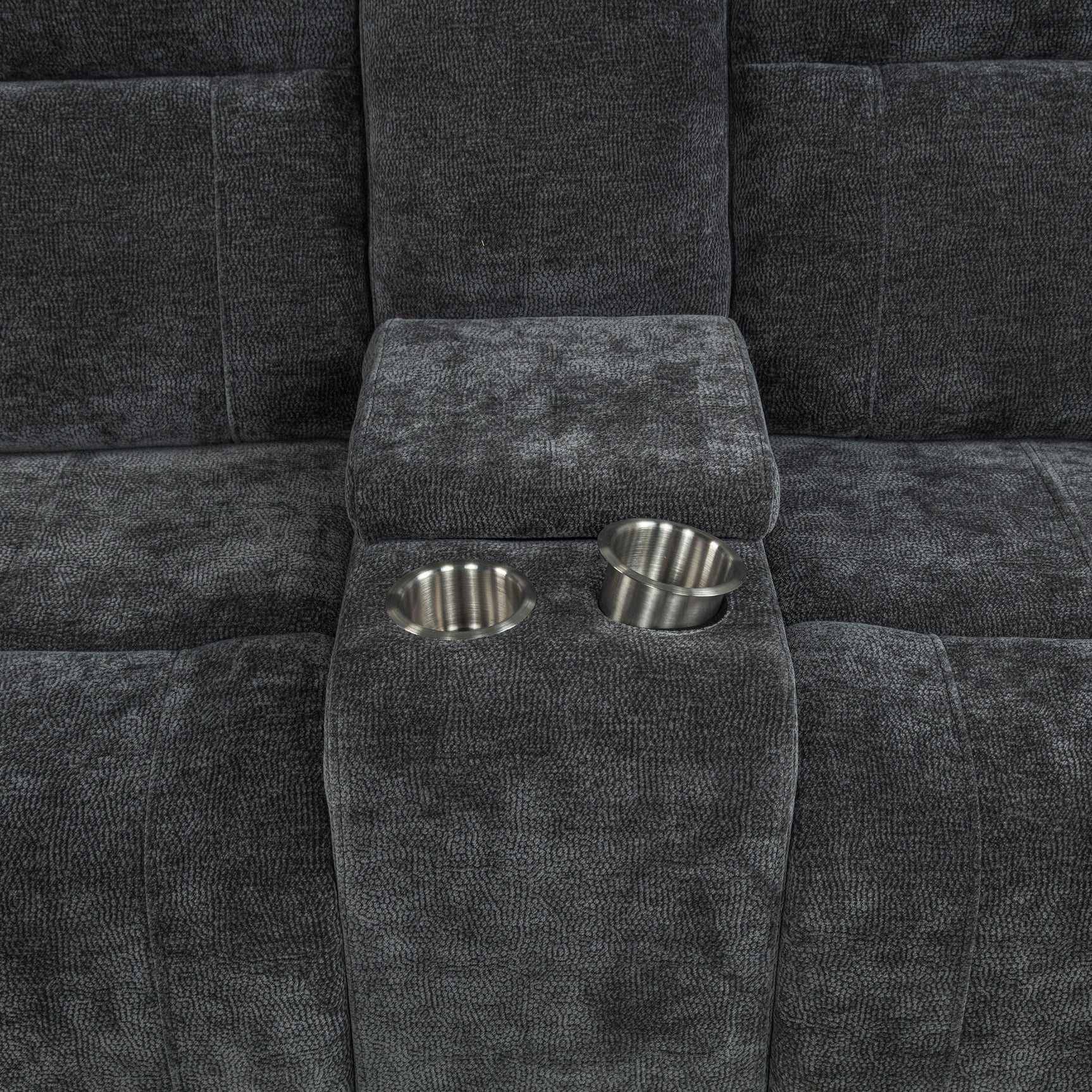 Kennett Dark Grey Chenille Upholstered Power Reclining Loveseat - Ornate Home