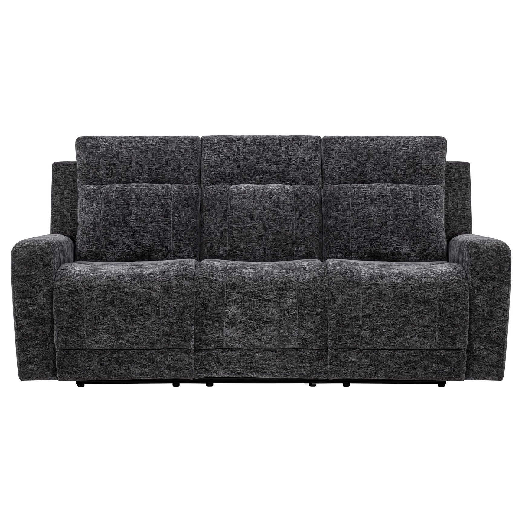 Kennett Dark Grey Chenille Upholstered Power Reclining Sofa - Ornate Home