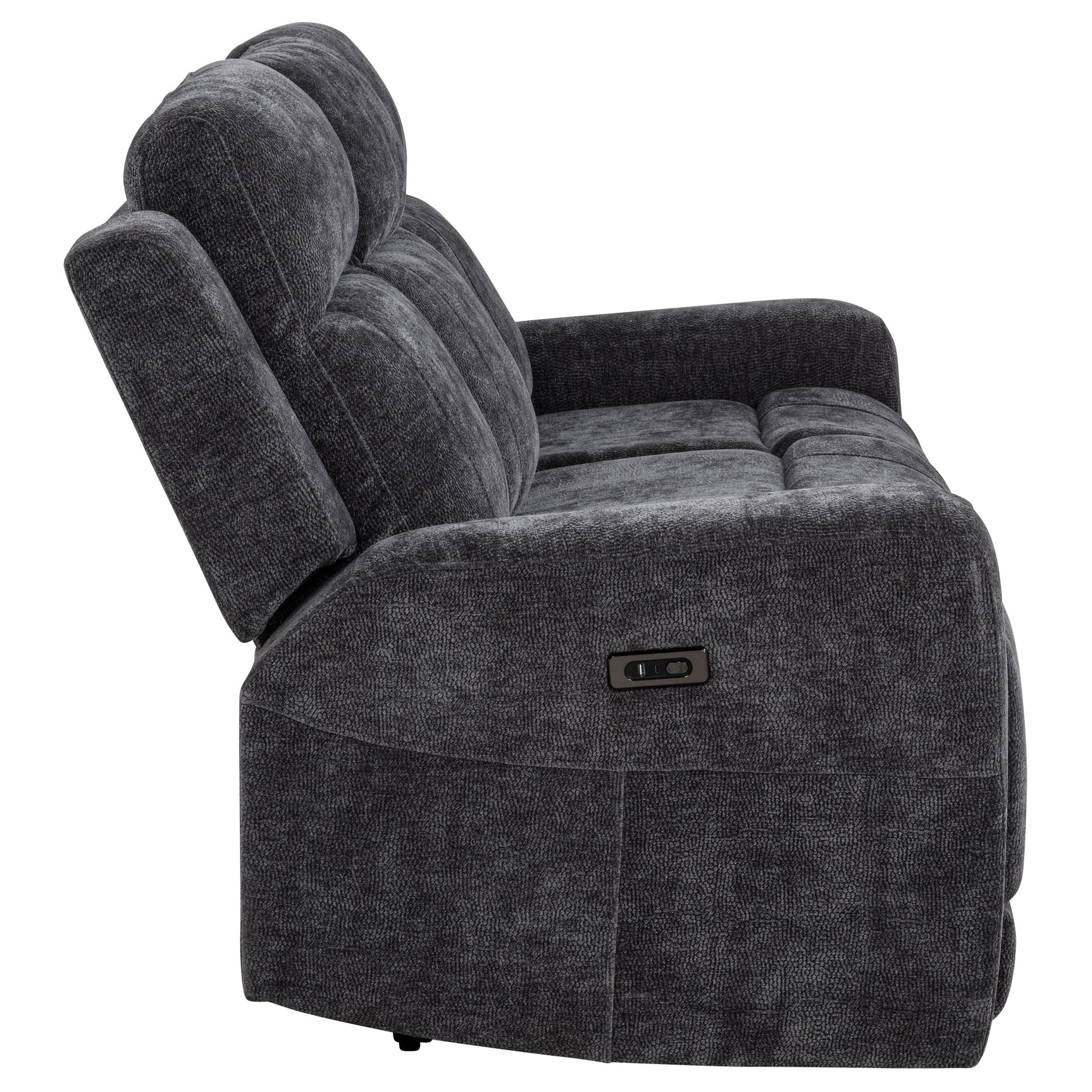 Kennett Dark Grey Chenille Upholstered Power Reclining Sofa - Ornate Home