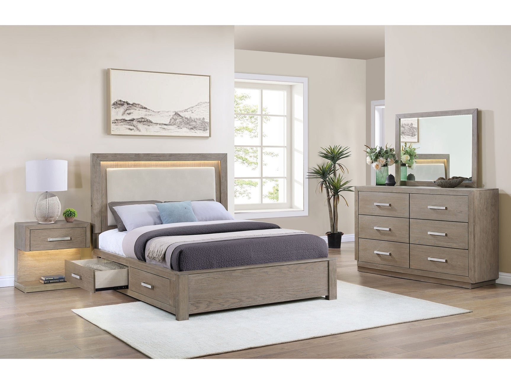 Kenora Barley Brown 4-piece Eastern King Bedroom Set - Ornate Home