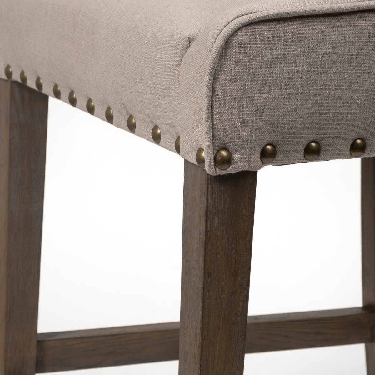 Kensington Beige/Brown Fabric Seat Wood Frame Counter Stool - Ornate Home