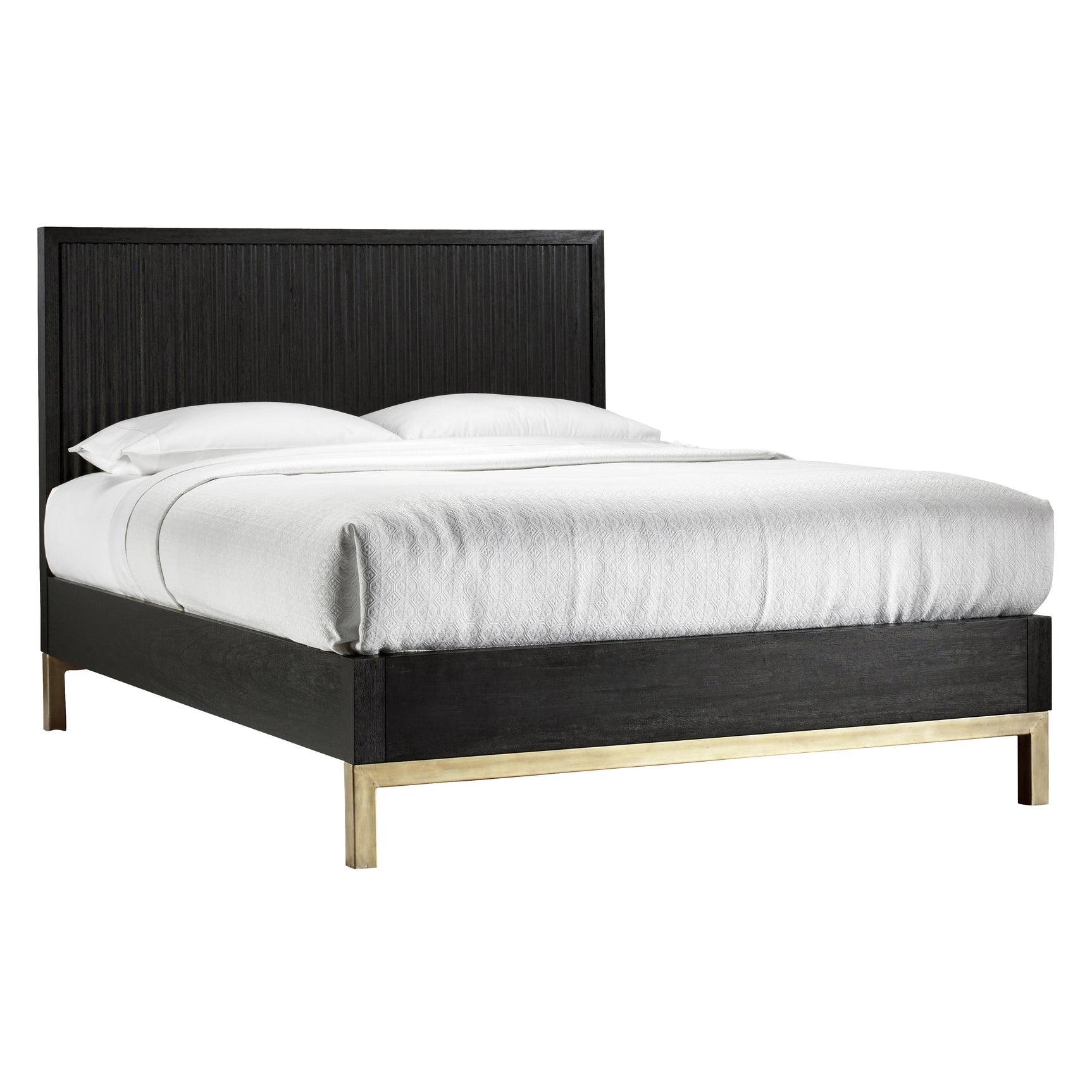 Kentfield Solid Wood California King Platform Bed in Black Drifted Oak - Ornate Home