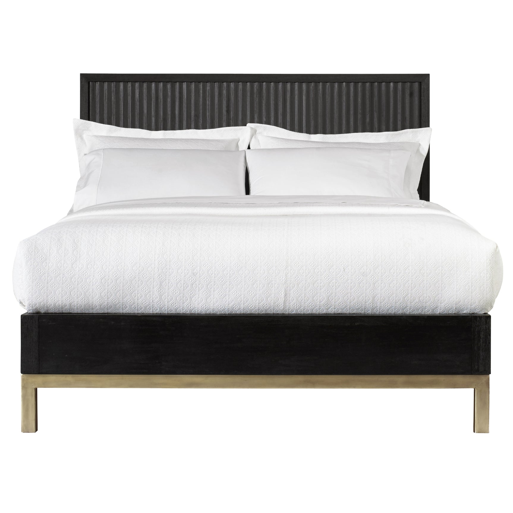 Kentfield Solid Wood Eastern King Platform Bed in Black Drifted Oak - Ornate Home