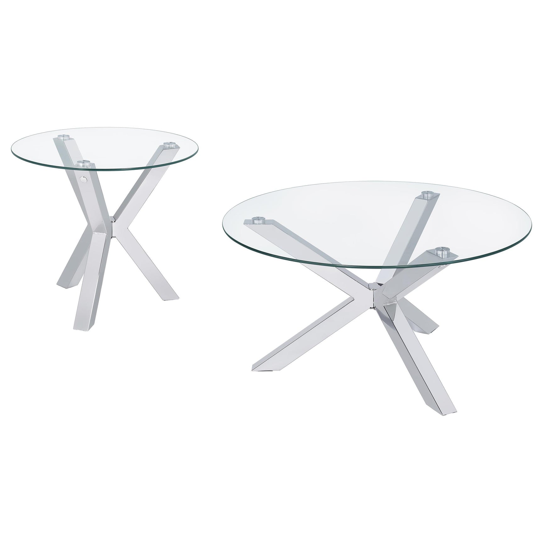 Kenzie Chrome 2-piece Round Coffee and End Table Set - Ornate Home