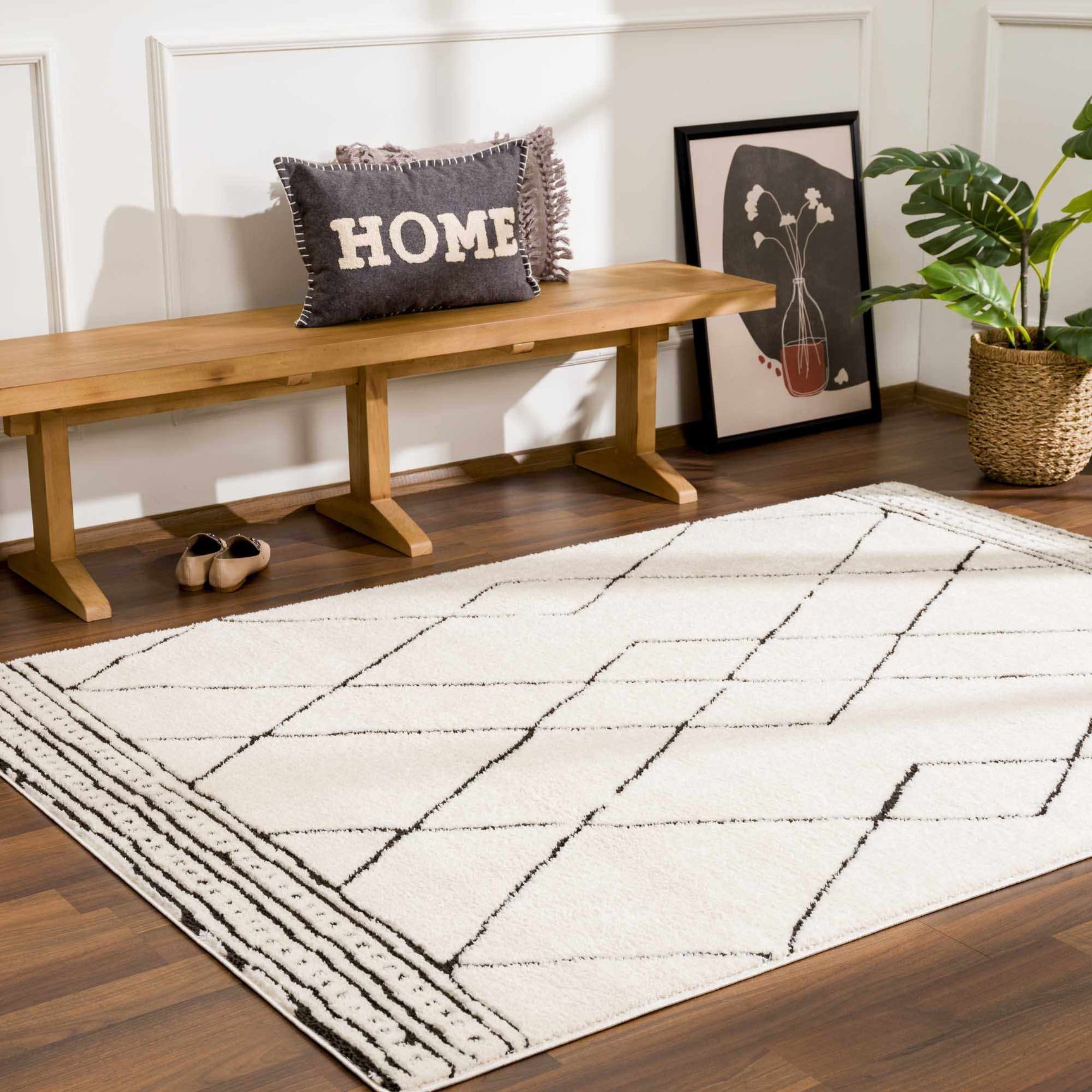 Keone Black & White Thick Rug - Ornate Home