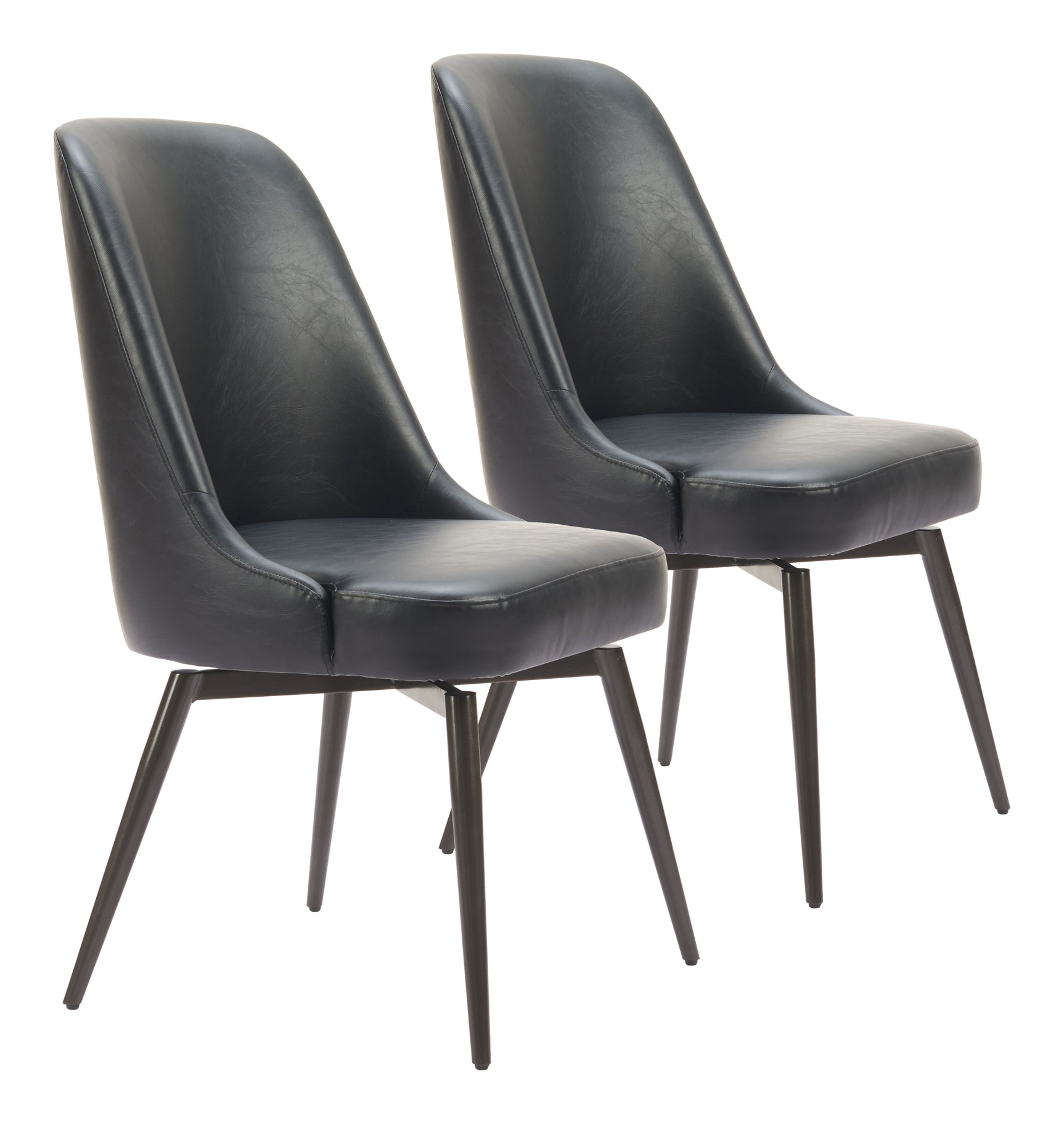 Keppel Black Swivel Dining Chair (Set of 2) - Ornate Home