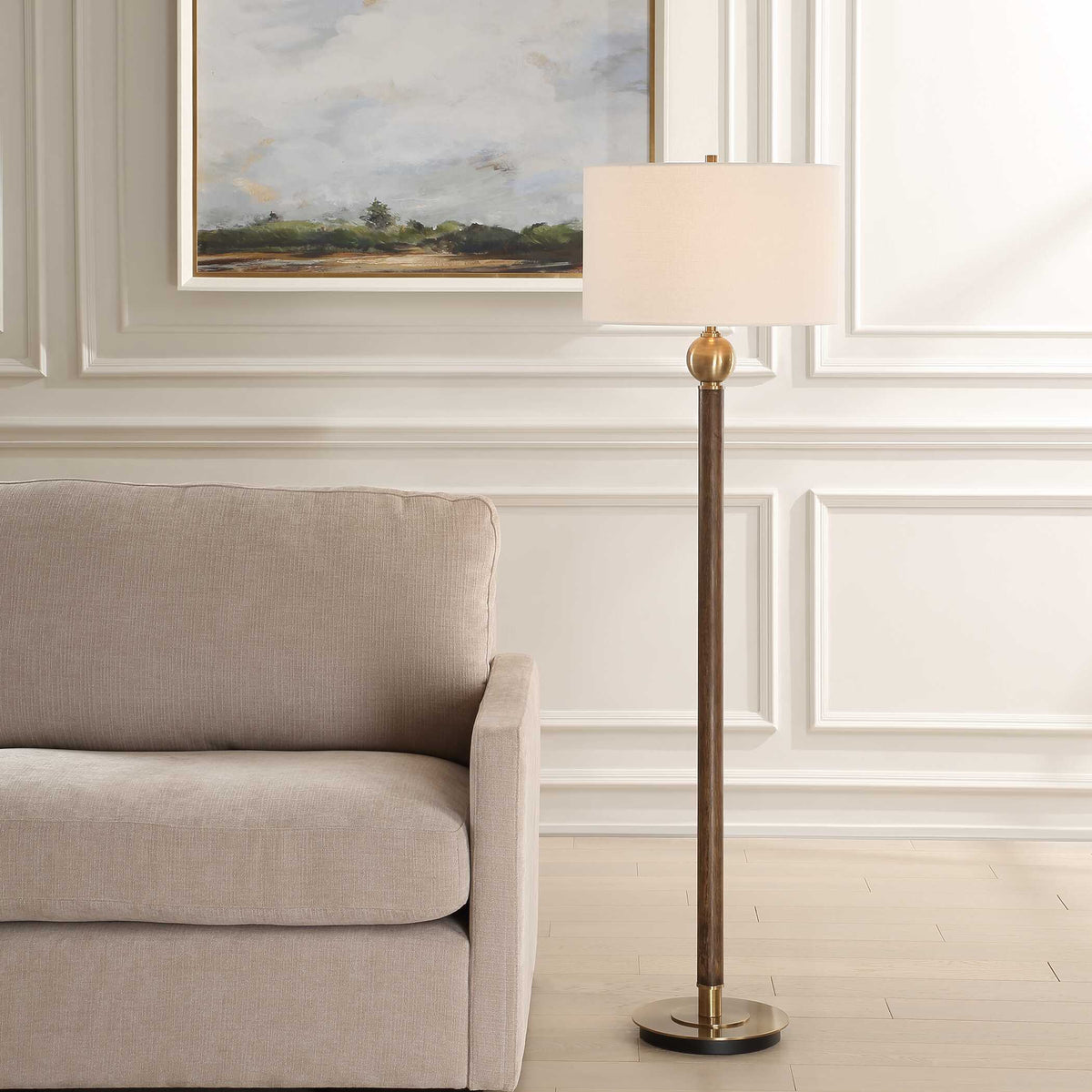 Keros Dark Oak Floor Lamp - Ornate Home