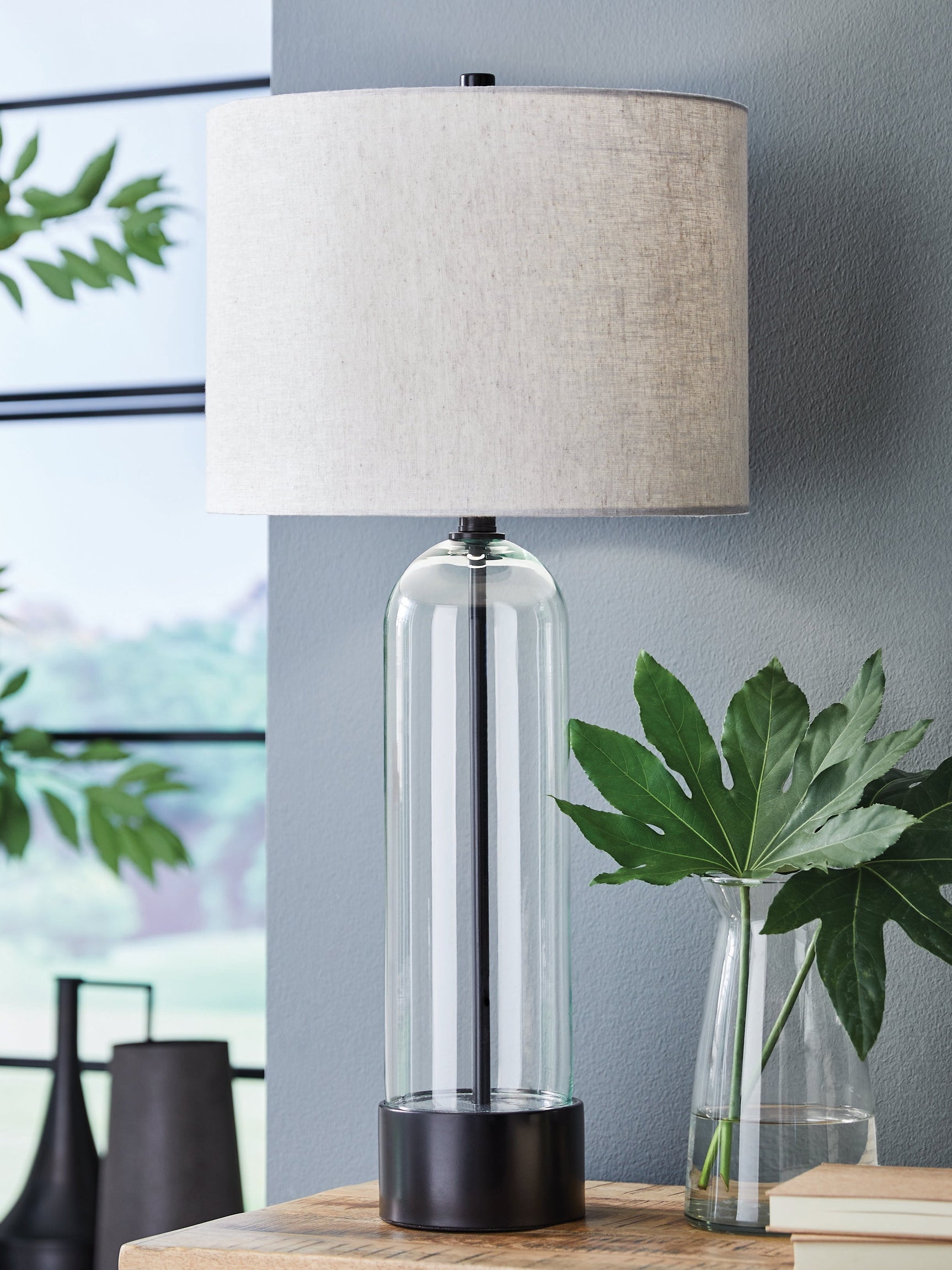 Kerrbrook Clear/Black Glass Table Lamp (1/CN) (Online Special Price) - Ornate Home