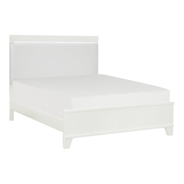 Kerren White High Gloss Eastern King Bed - Ornate Home