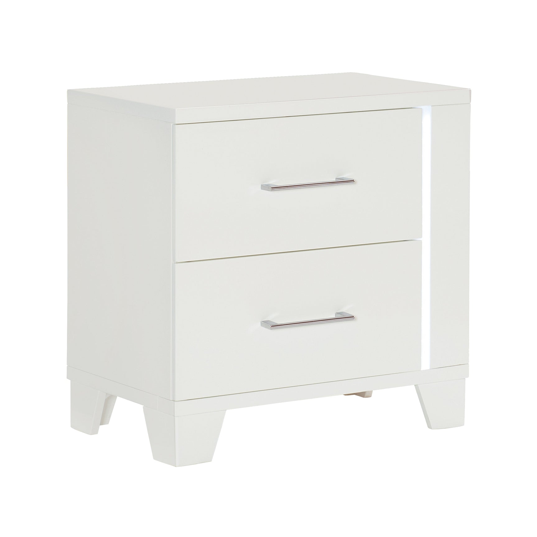 Kerren White High Gloss Nightstand - Ornate Home