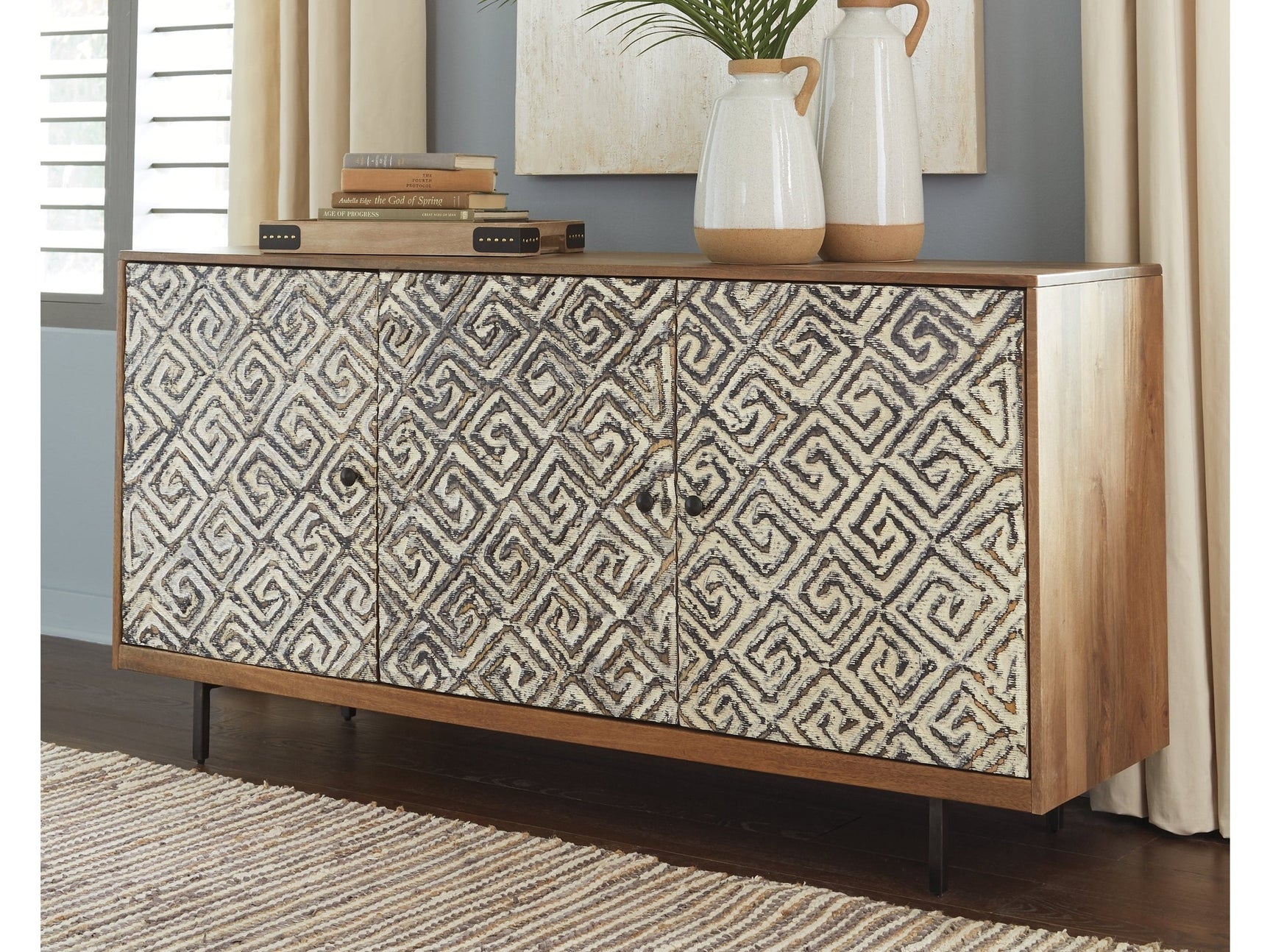 Kerrings Brown/Black/White Accent Cabinet - Ornate Home