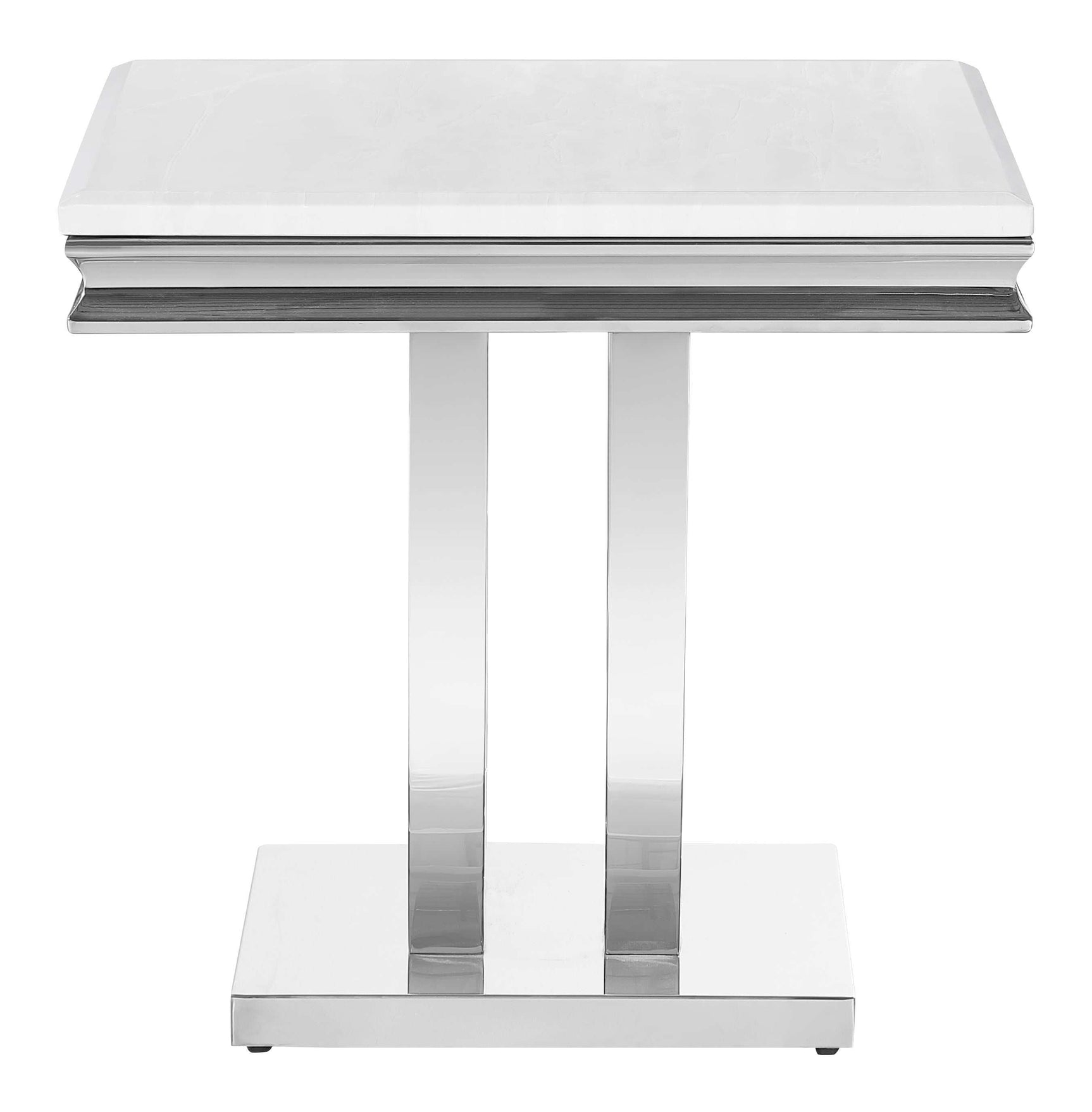 Kerwin White & Chrome End Table - Ornate Home