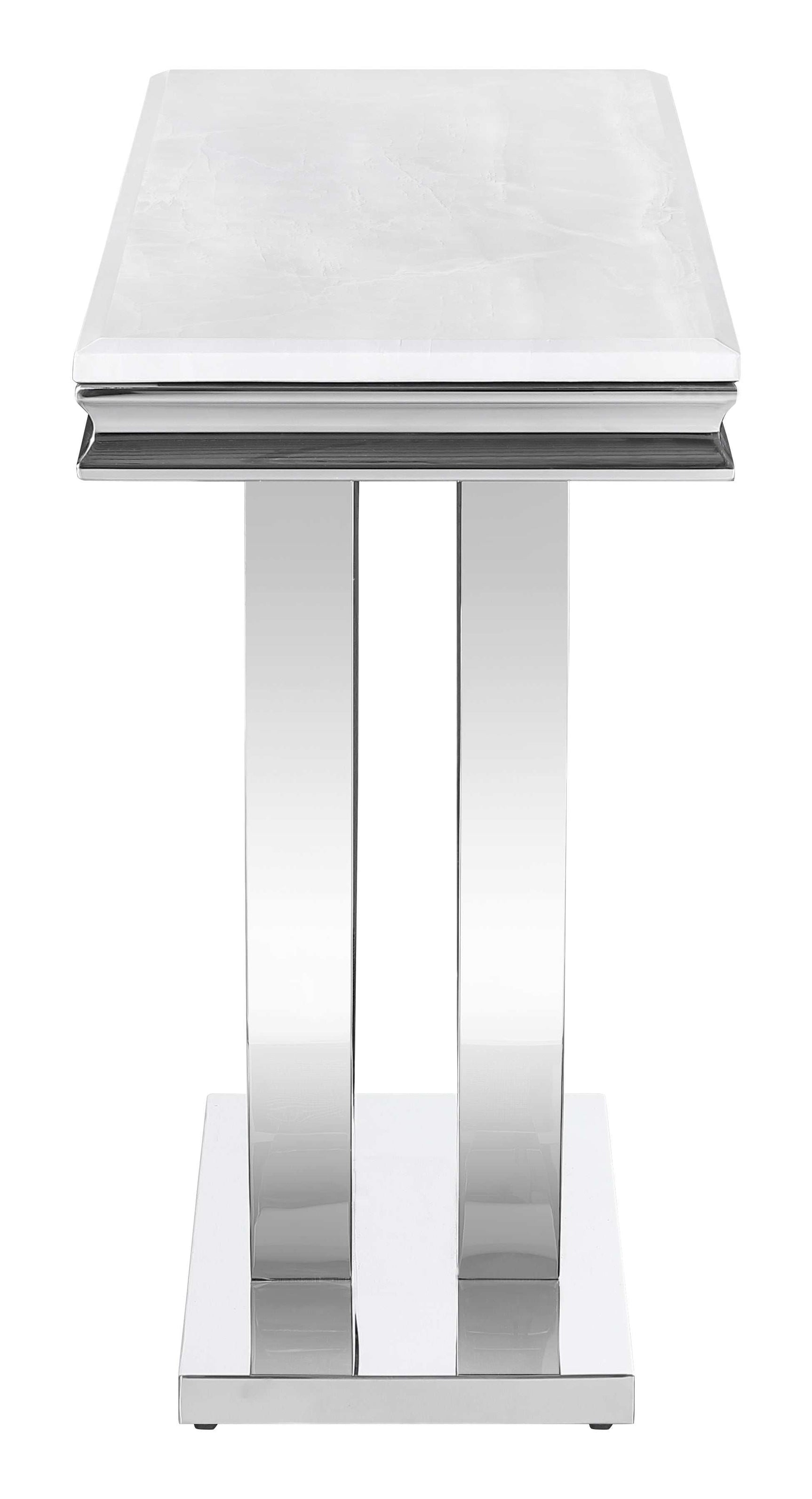 Kerwin White & Chrome Sofa Table - Ornate Home