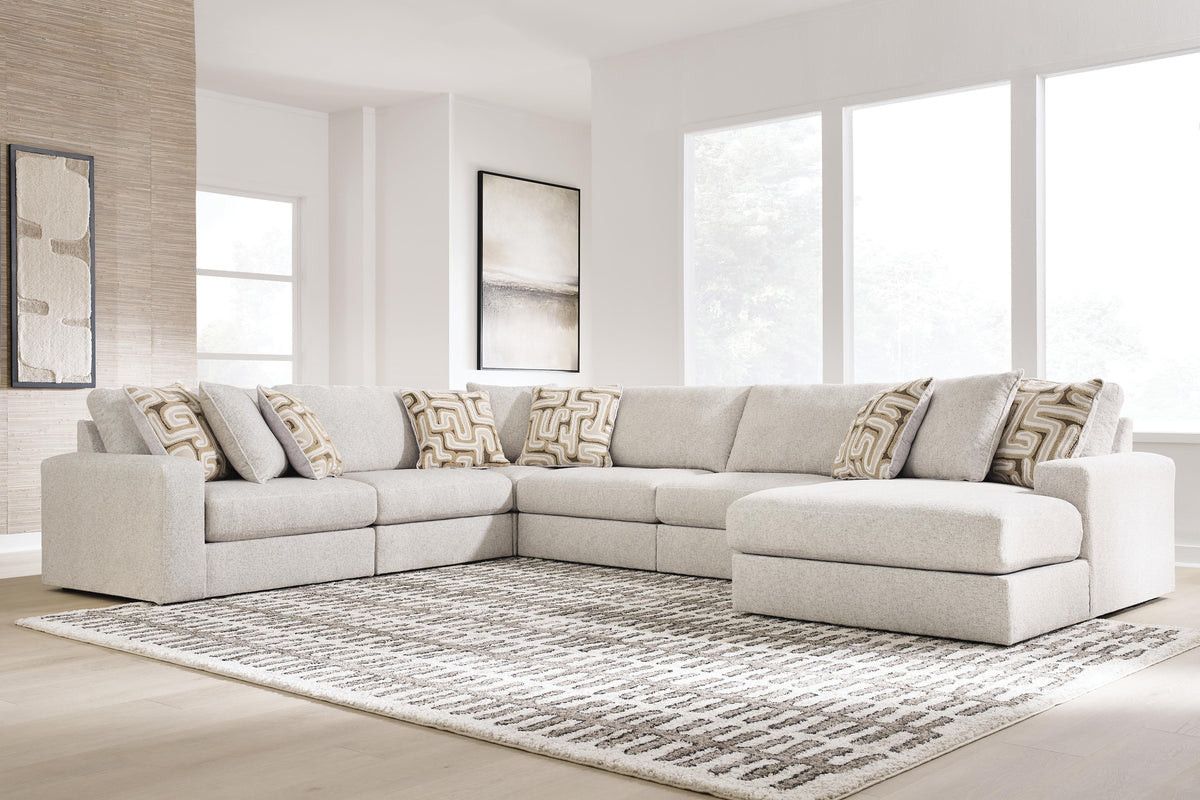 Kestrie Feathered 6-Piece Sectional with RAF Chaise - Ornate Home