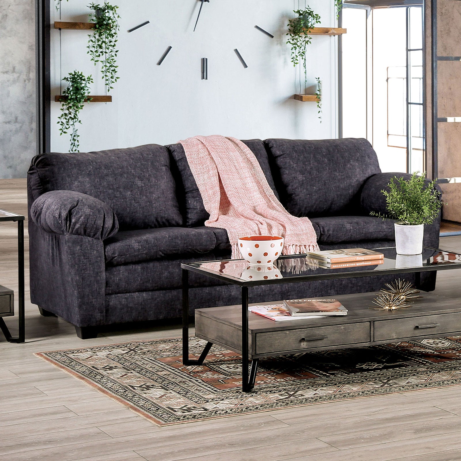 Keswick Charcoal Sofa & Loveseat - Ornate Home