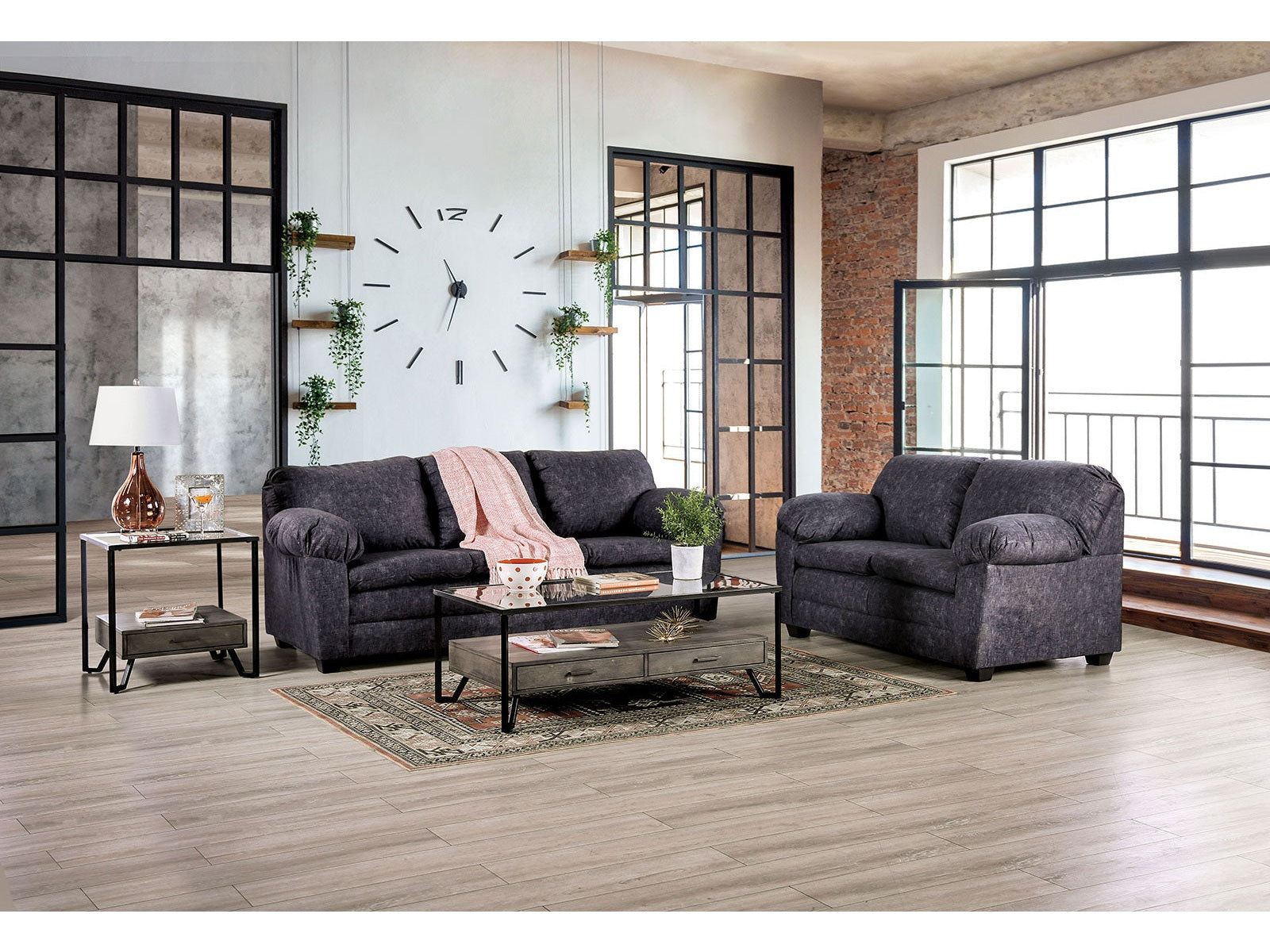 Keswick Charcoal Sofa & Loveseat - Ornate Home