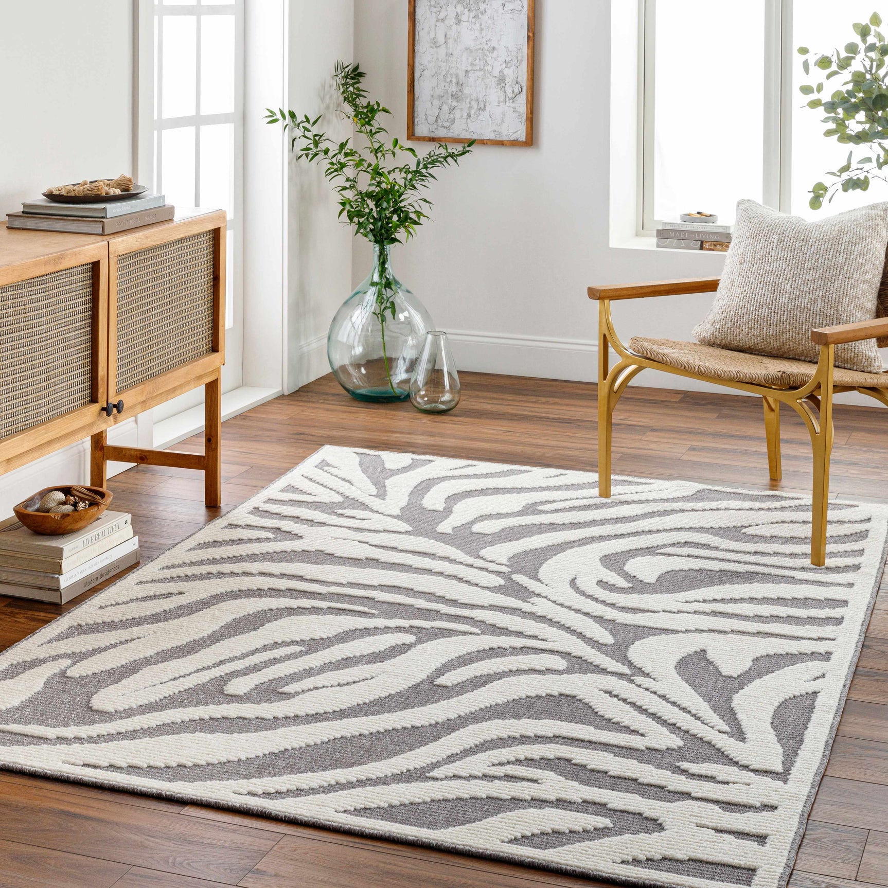 Keto Gray Zebra Rug - Clearance - Ornate Home