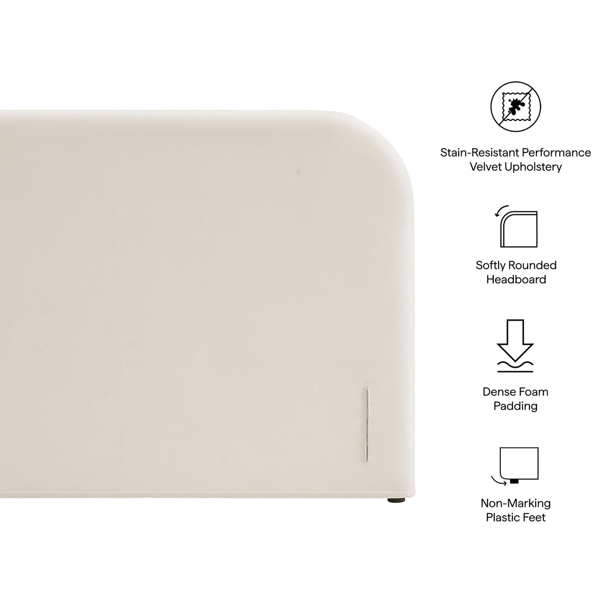Keynote Alabaster Full Size Stain-Resistant Performance Velvet Headboard