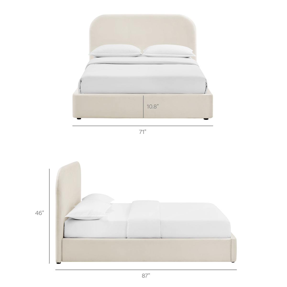 Keynote Alabaster Queen Performance Velvet Storage Platform Bed Frame - Ornate Home