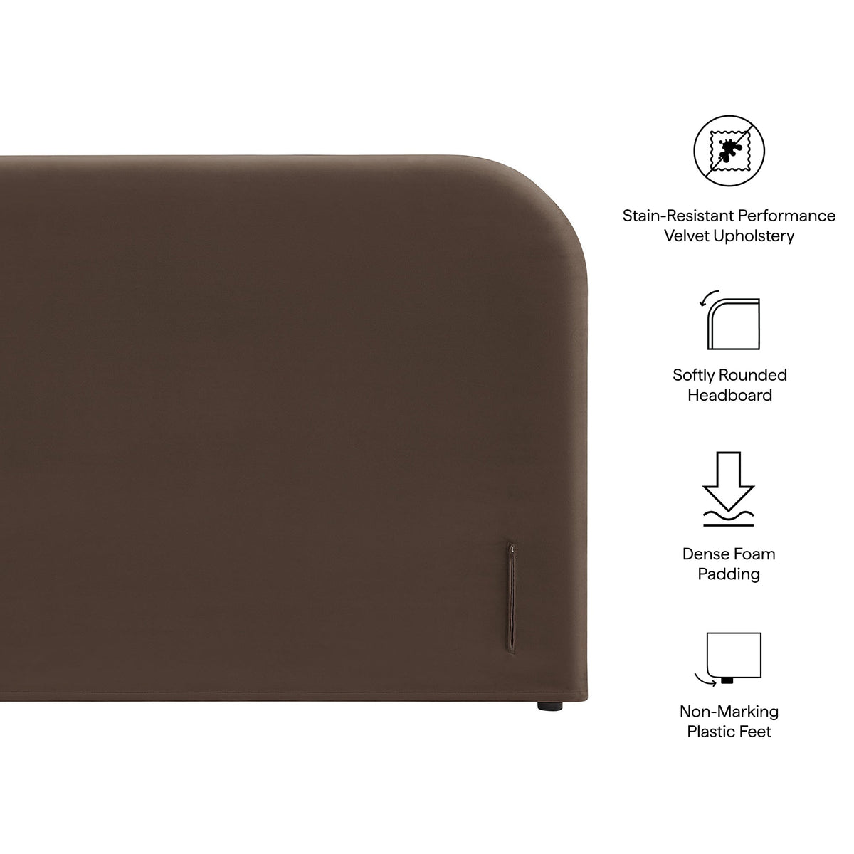 Keynote Chocolate Brown King Size Stain-Resistant Performance Velvet Headboard - Ornate Home