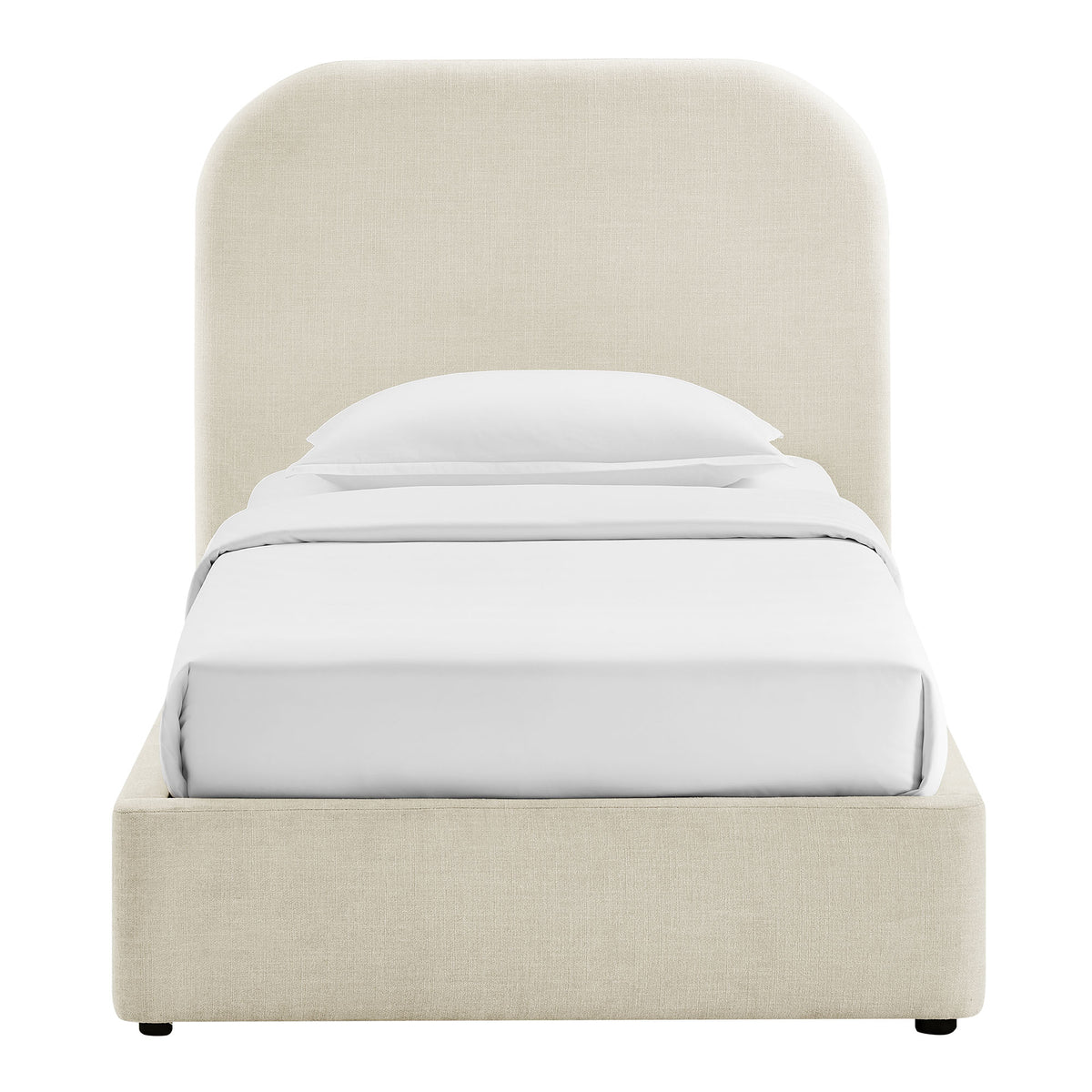 Keynote Ecru Twin Fabric Upholstered Storage Platform Bed Frame - Ornate Home