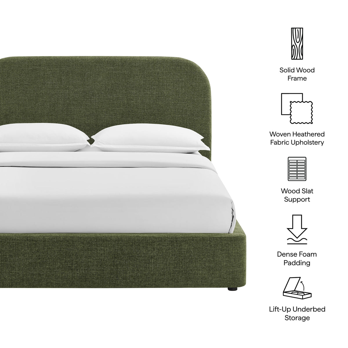 Keynote Foliage Queen Fabric Upholstered Storage Platform Bed Frame - Ornate Home