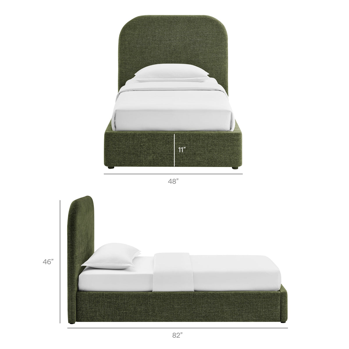Keynote Foliage Twin Fabric Upholstered Storage Platform Bed Frame - Ornate Home