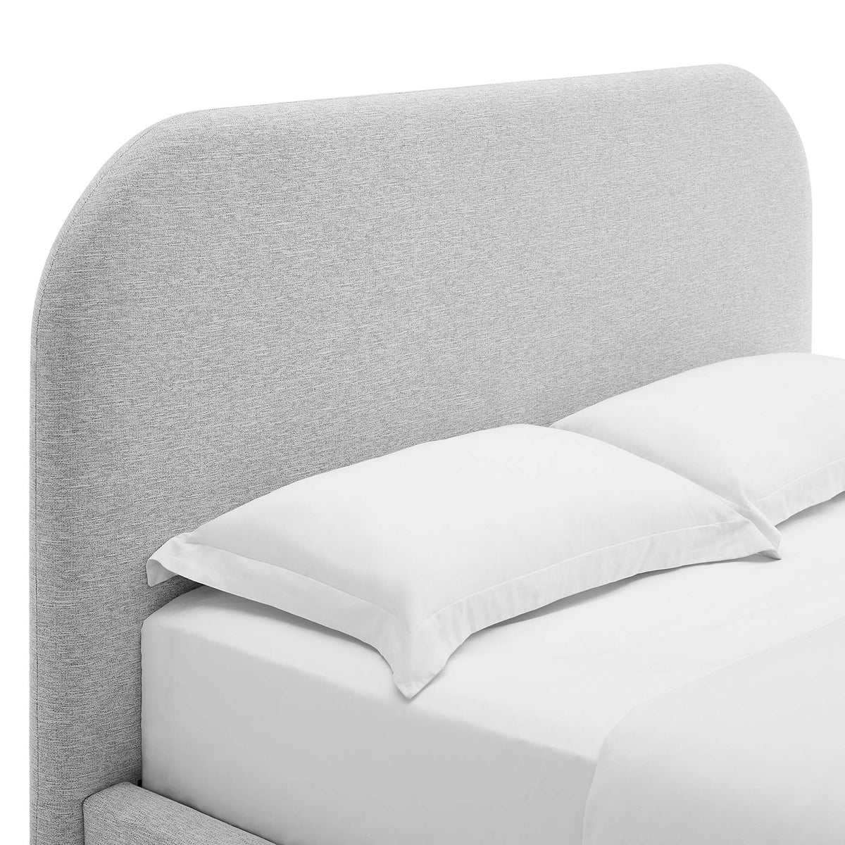 Keynote Heathered Weave Light Gray Upholstered Fabric Curved Full Platform Bed - Ornate Home