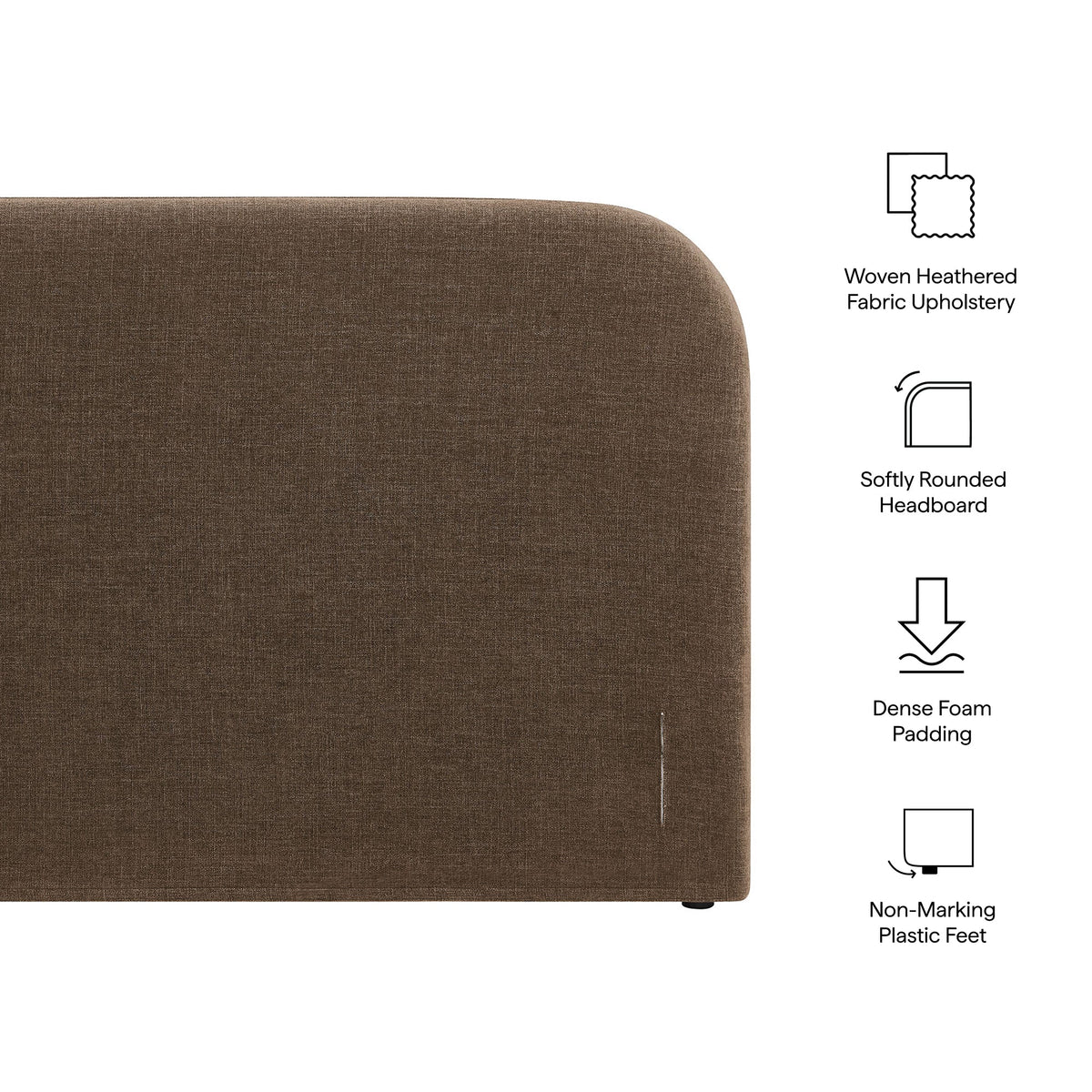 Keynote Mocha Queen Size Upholstered Fabric Headboard