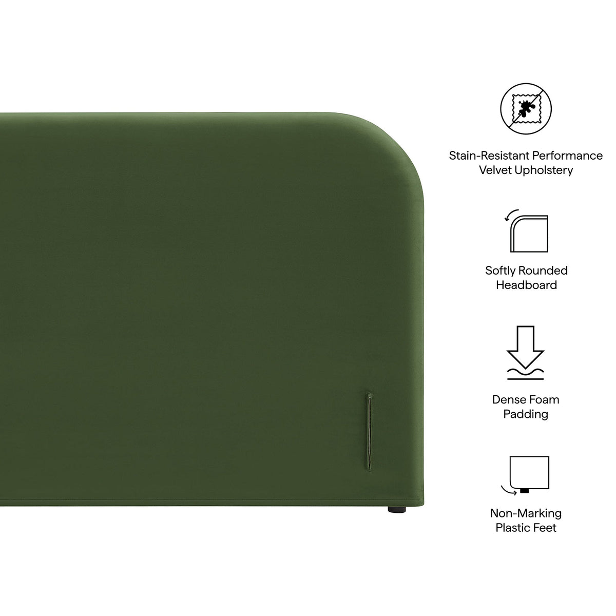 Keynote Moss Green Full Size Stain-Resistant Performance Velvet Headboard
