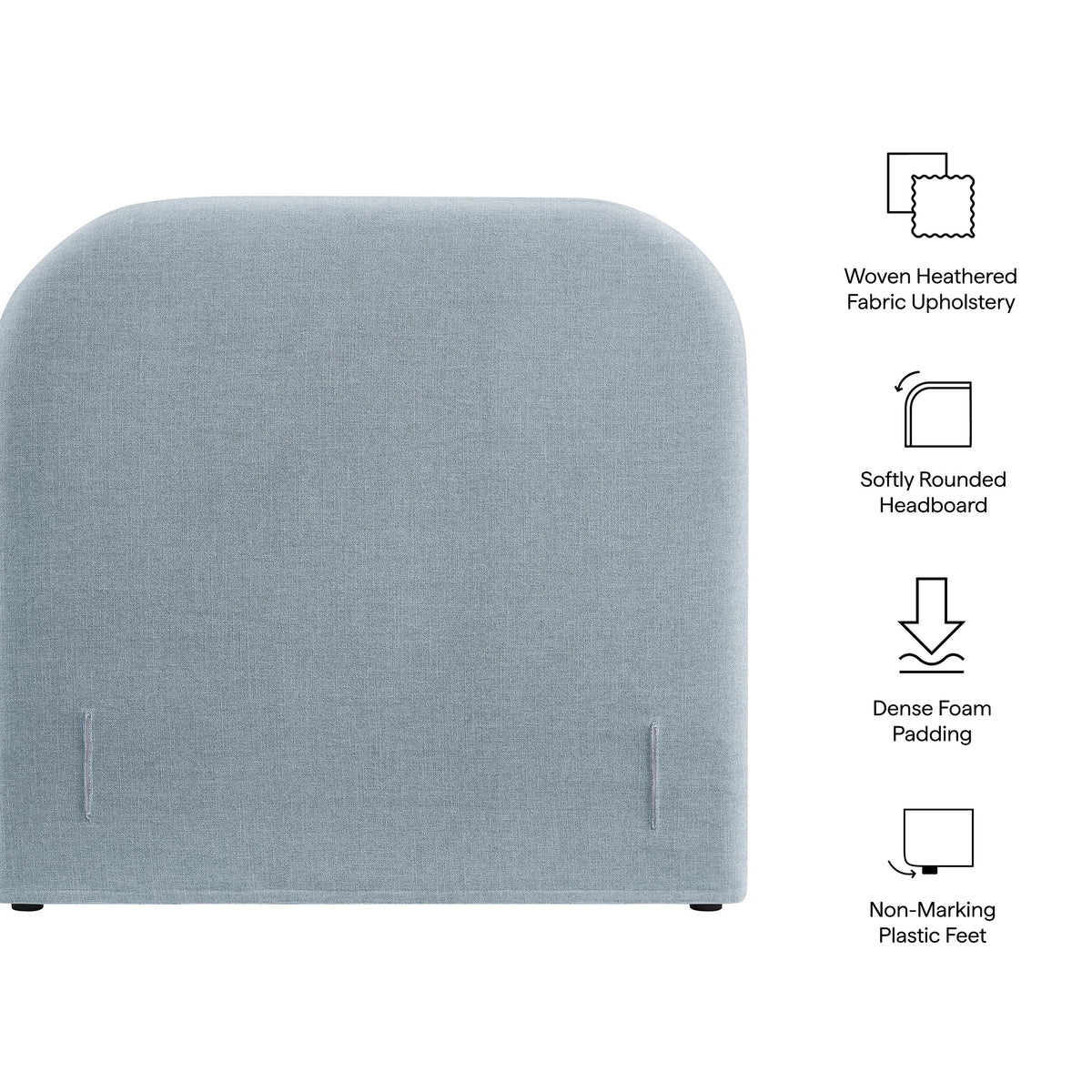Keynote Sky Blue Twin Size Upholstered Fabric Headboard