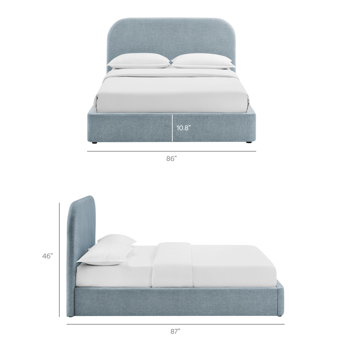 Keynote Sky King Fabric Upholstered Storage Platform Bed Frame - Ornate Home