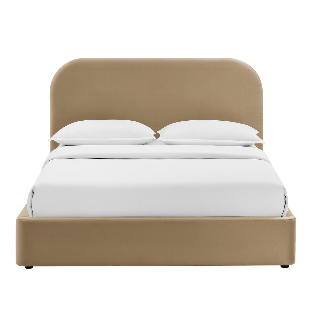 Keynote Taupe Queen Performance Velvet Storage Platform Bed Frame - Ornate Home