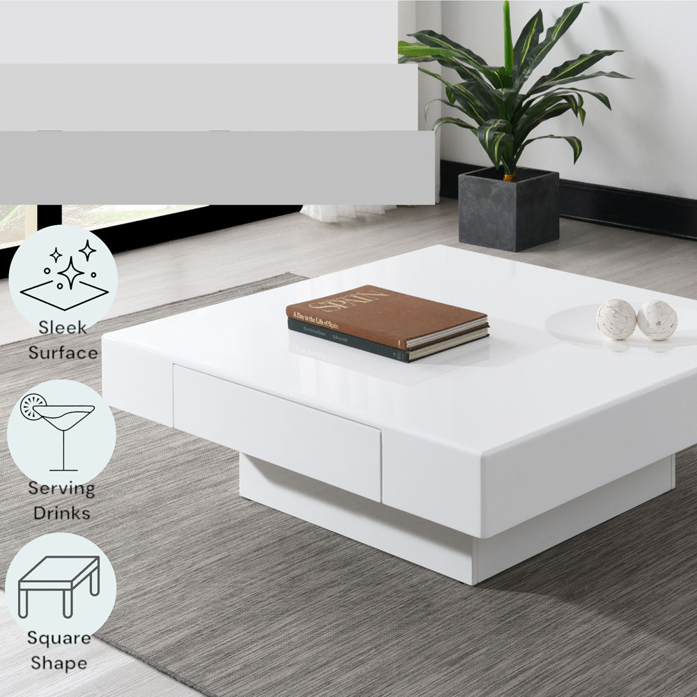 Khaim White High Gloss Coffee Table - Ornate Home