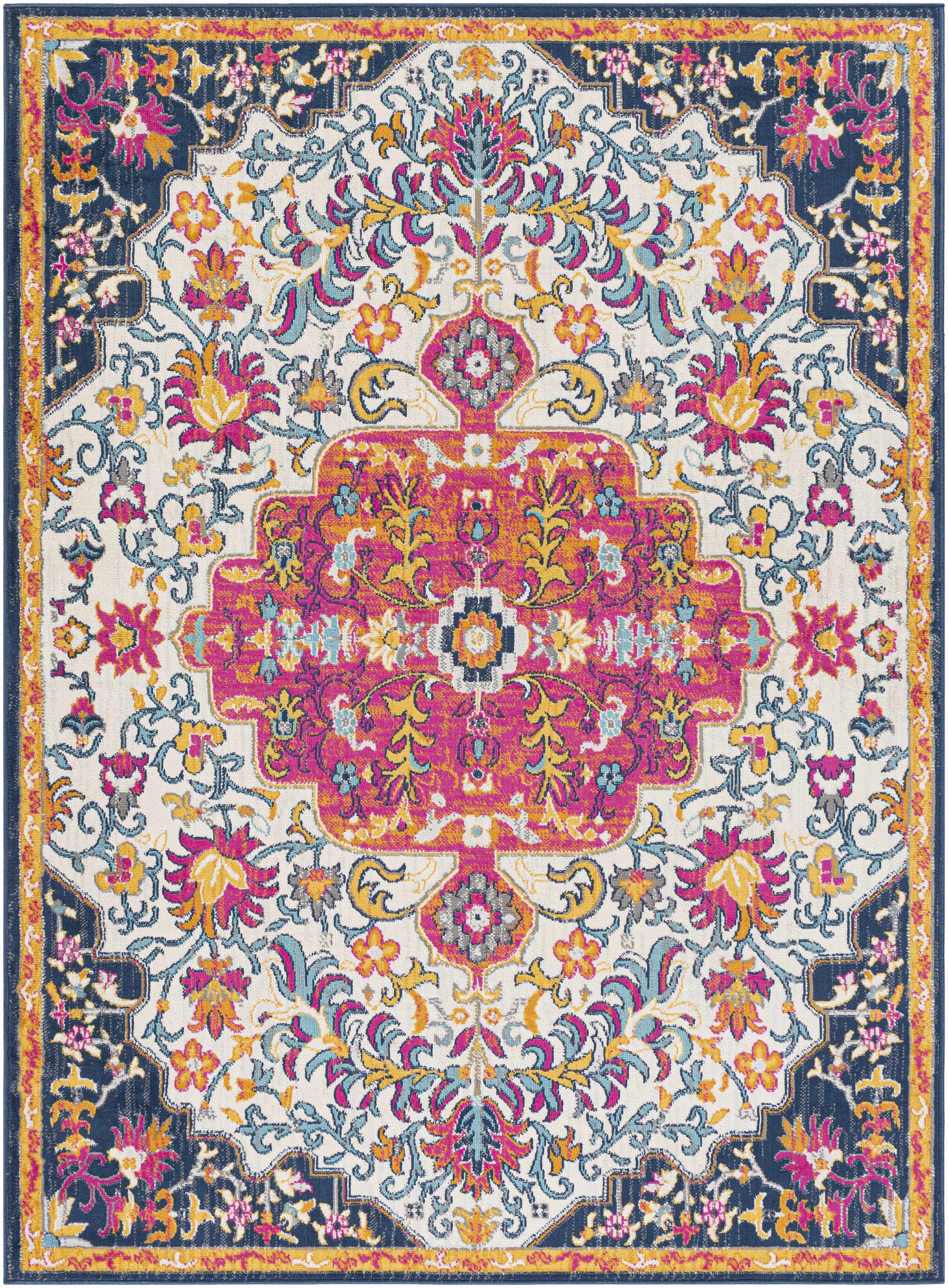 Kialla Magenta & Burnt Orange Area Rug - Ornate Home