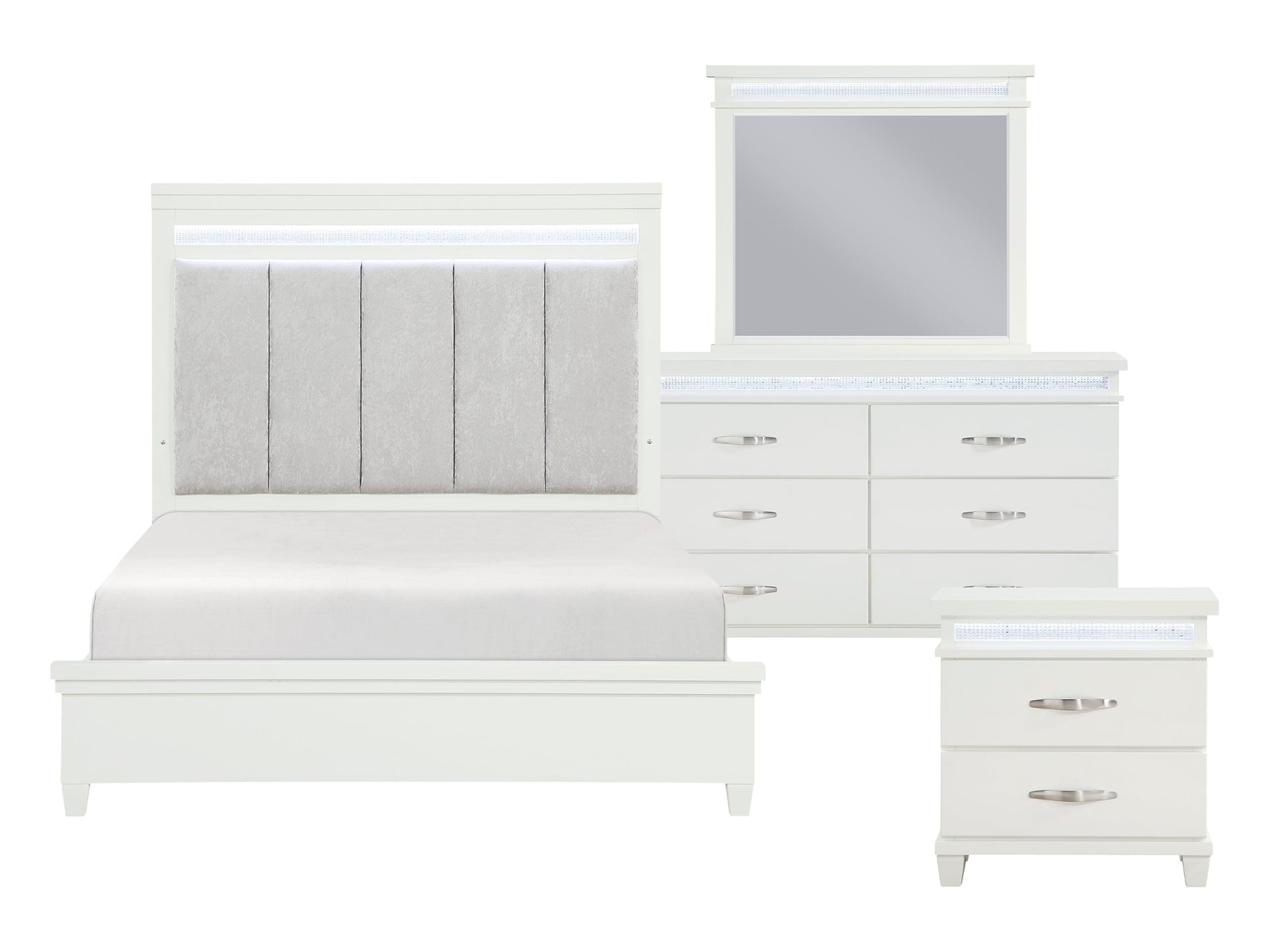 Kidman White/Gray 4-Piece Queen Bedroom Set - Ornate Home