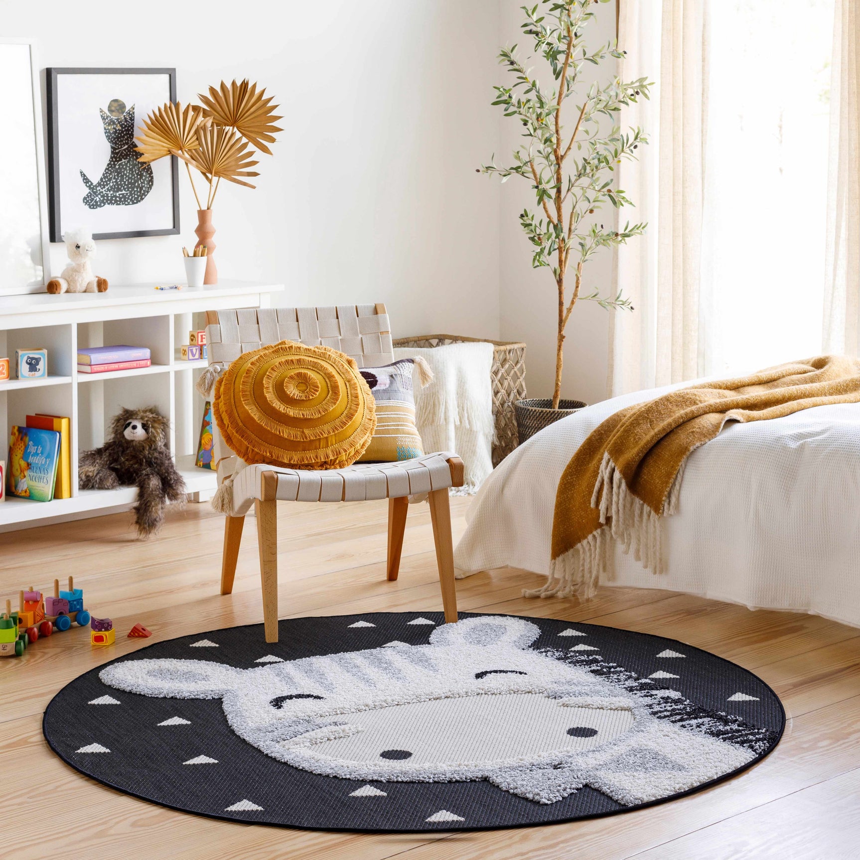 Kids Giraffe Bowtie Animal Print Nursery Outdoor Area Rug - Clearance - Ornate Home