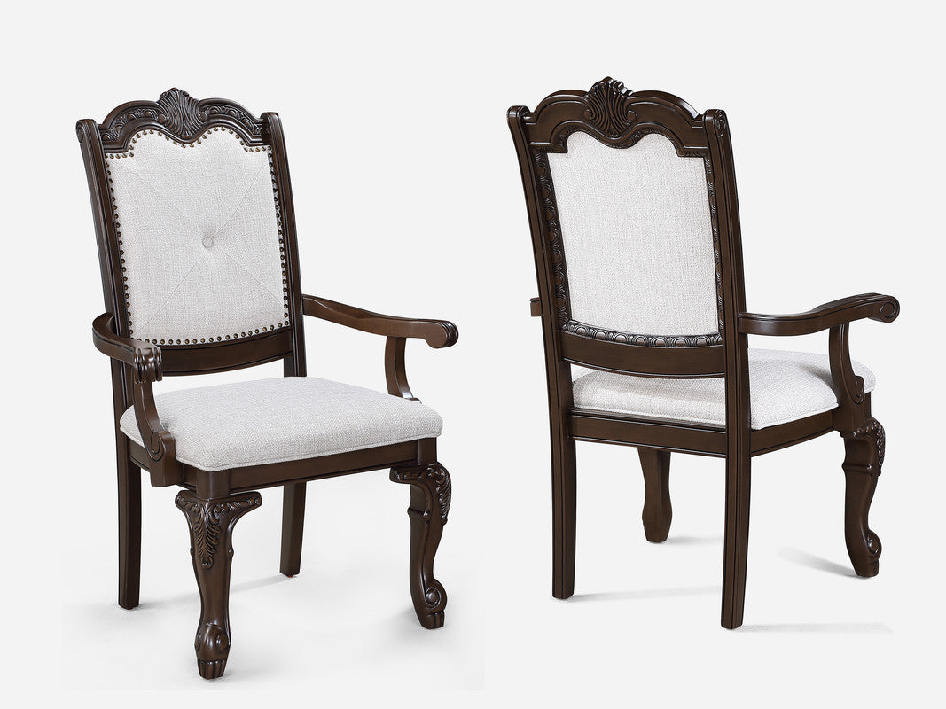 Kiera Coffee Brown/Beige Arm Chair (Set of 2) - Ornate Home