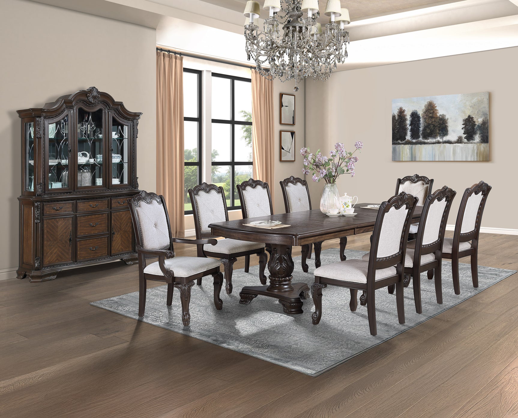 Kiera Coffee Brown Hutch & Buffet - Ornate Home
