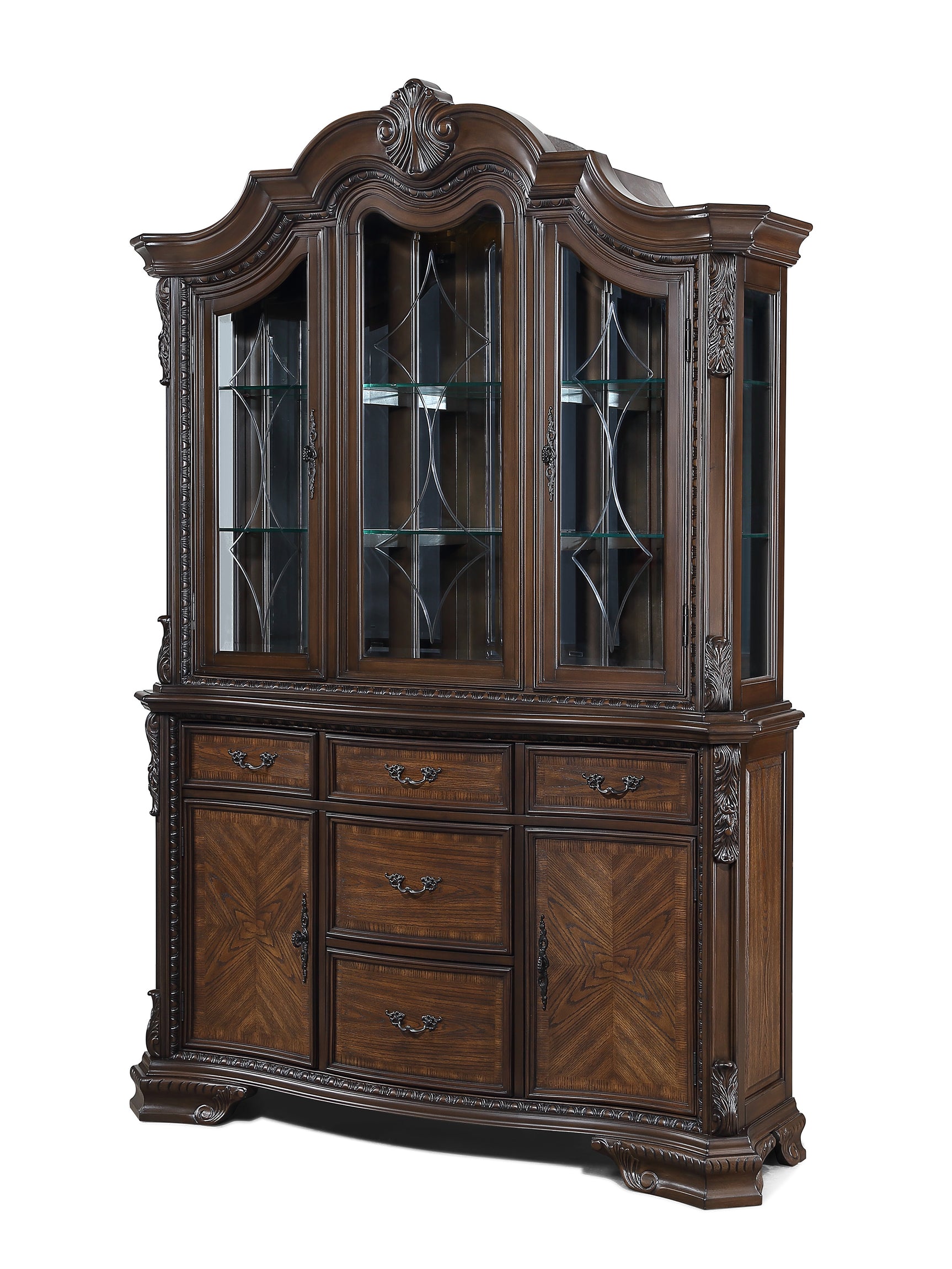 Kiera Coffee Brown Hutch & Buffet - Ornate Home