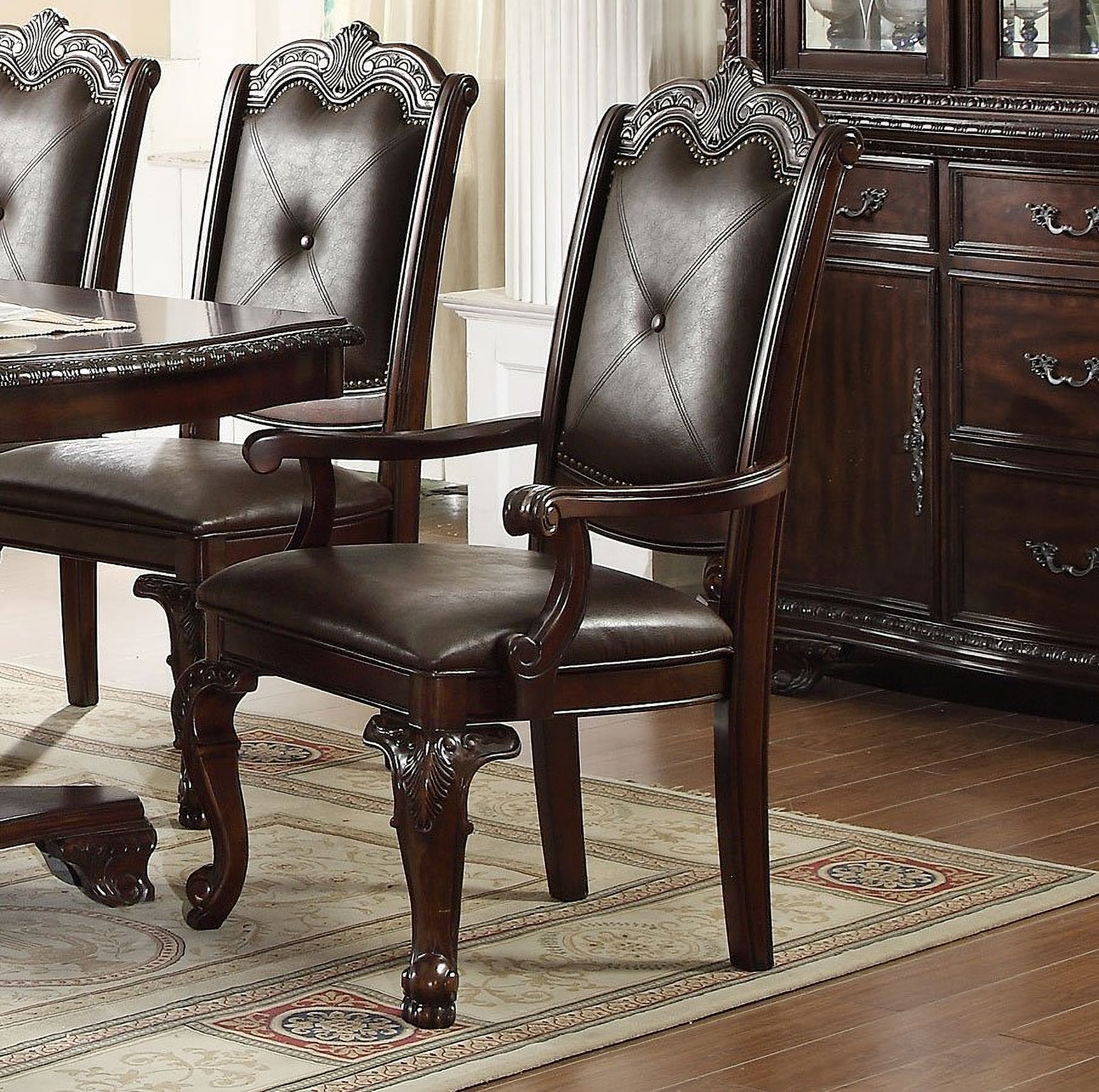 Kiera Rich Dark Brown Formal Dining Room Set / 7pc - Ornate Home