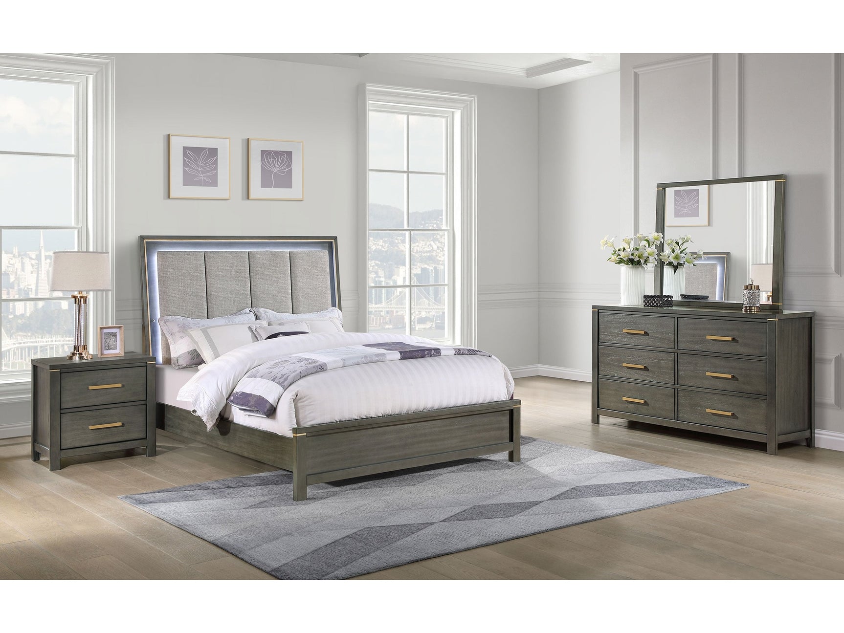 Kieran Grey 4-piece Queen Bedroom Set - Ornate Home