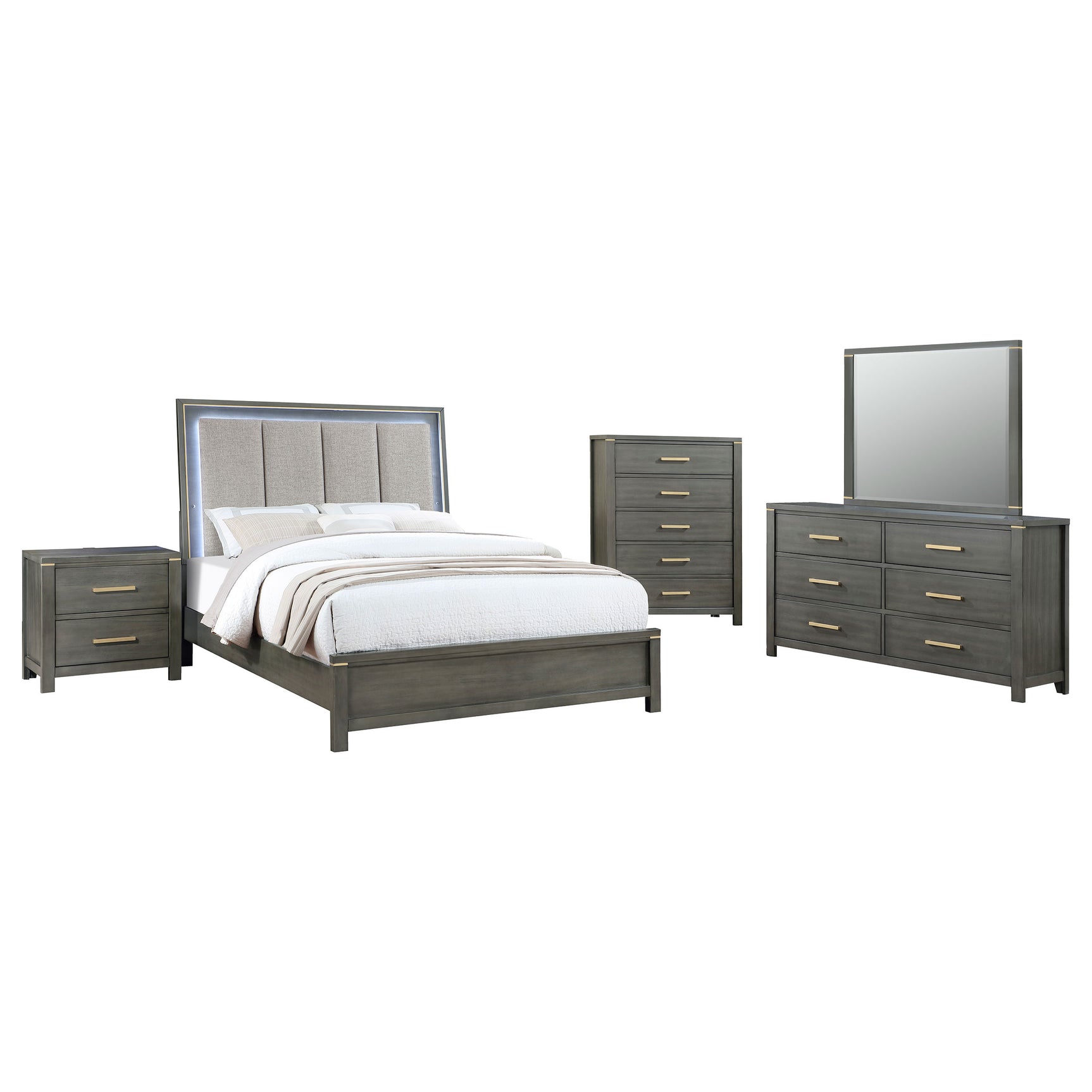 Kieran Grey 5-piece Eastern King Bedroom Set - Ornate Home