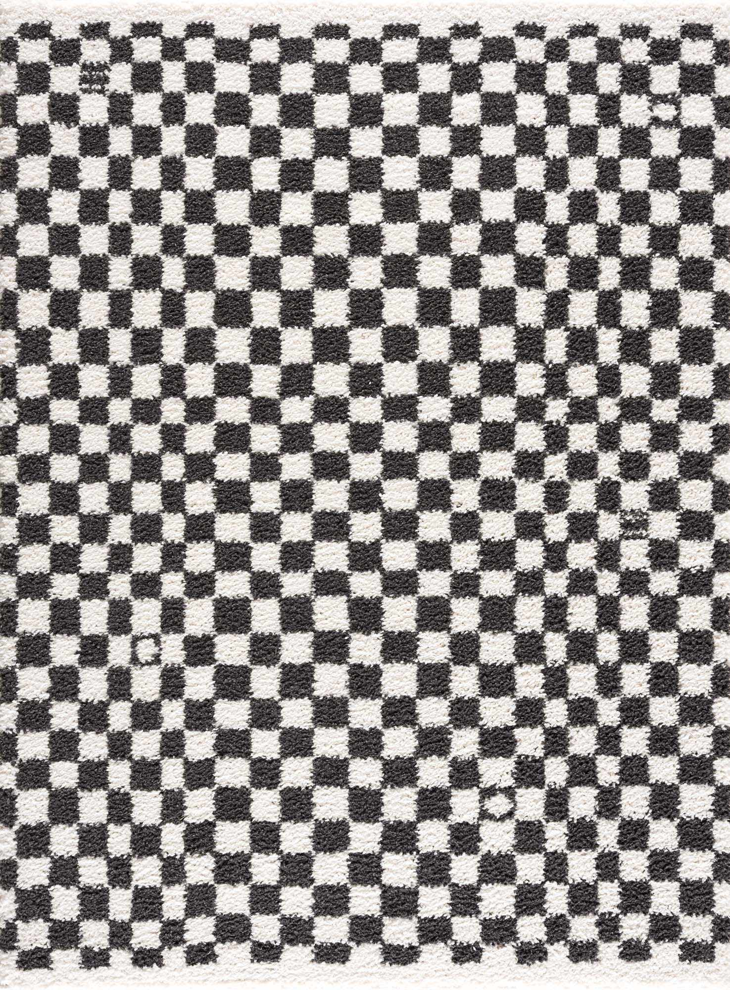 Kieu Black & White Checkered Shag Rug - Ornate Home