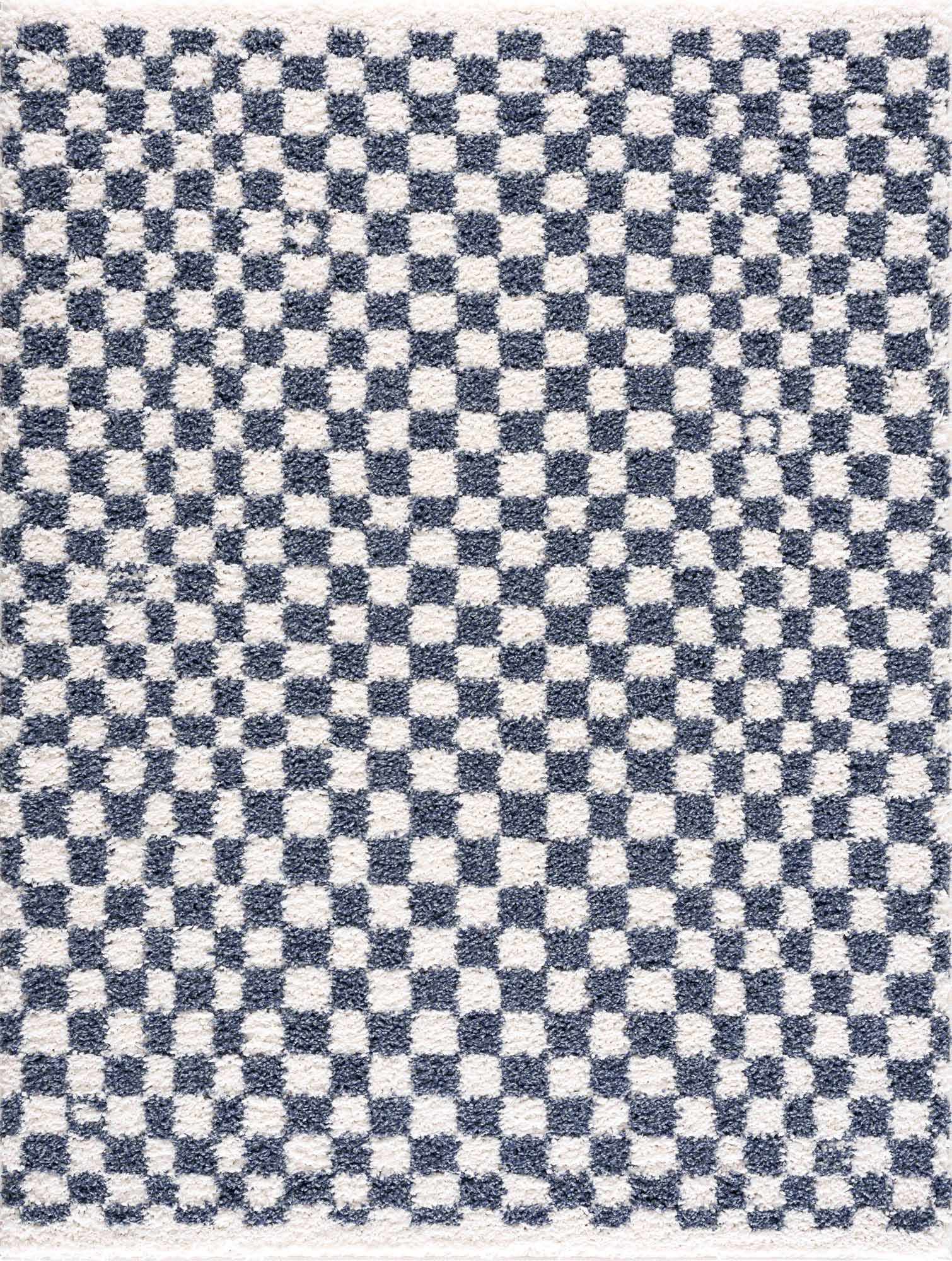Kieu Blue & White Checkered Area Rug - Ornate Home