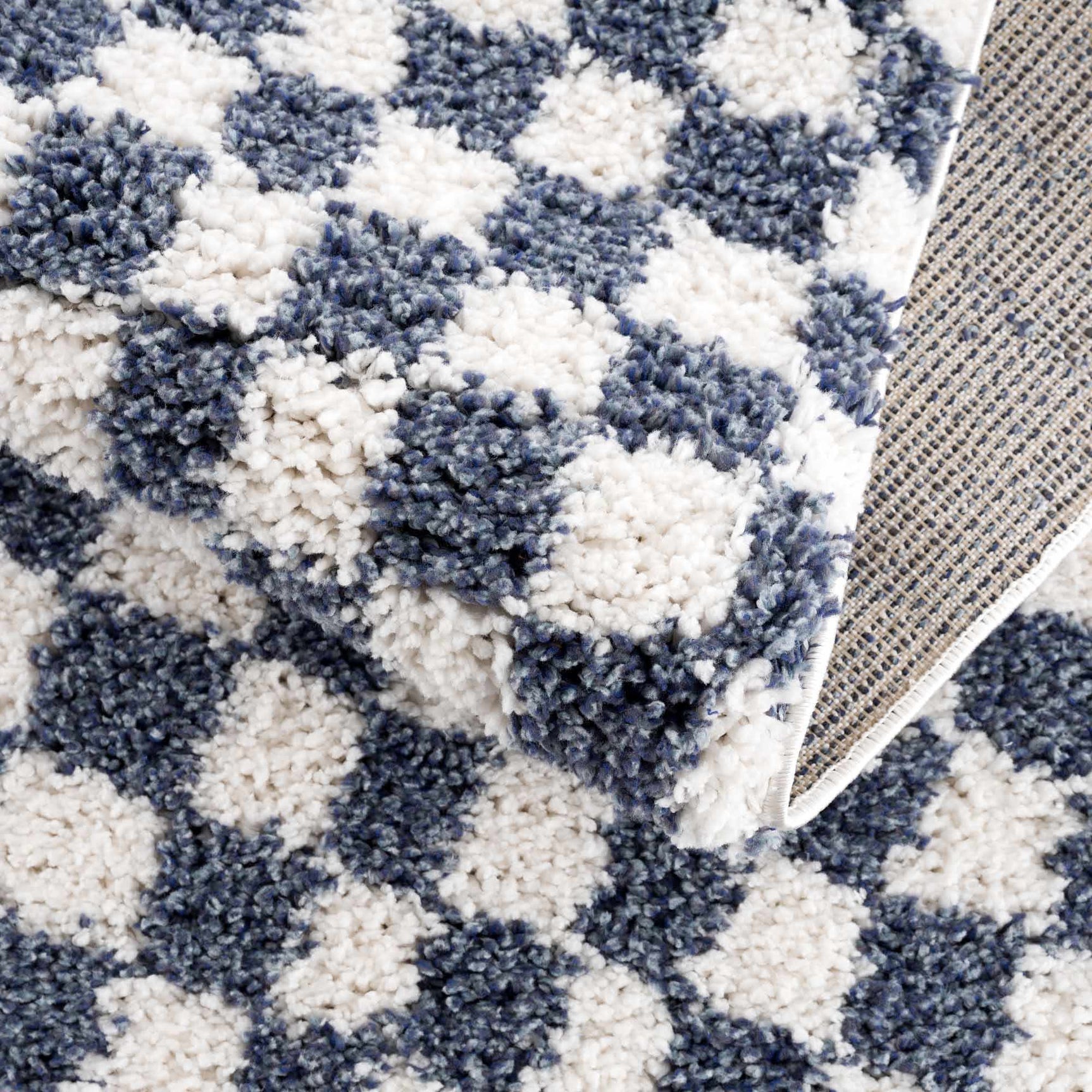 Kieu Blue & White Checkered Area Rug - Ornate Home