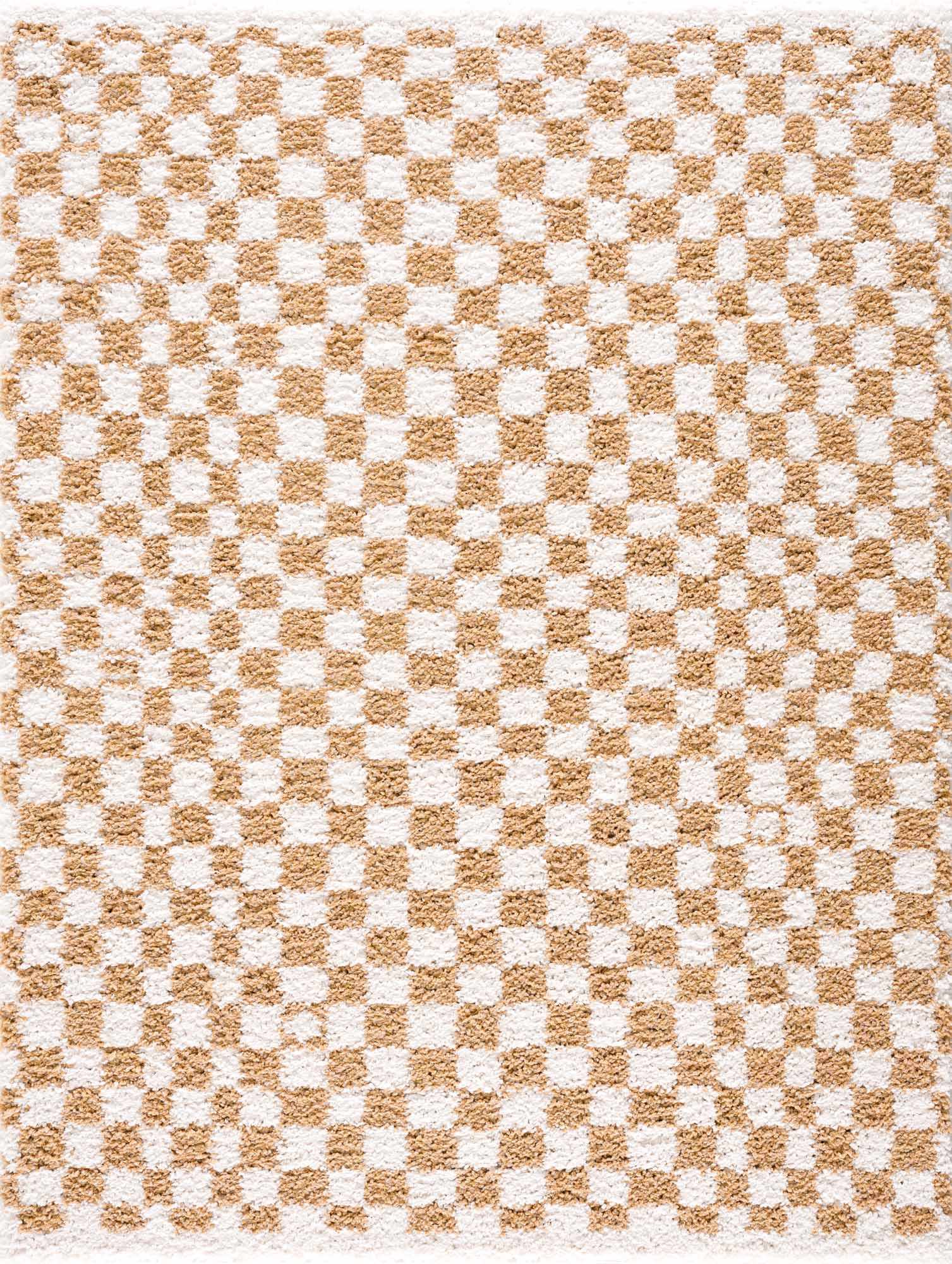 Kieu Mustard & Ivory Checkered Area Rug - Ornate Home