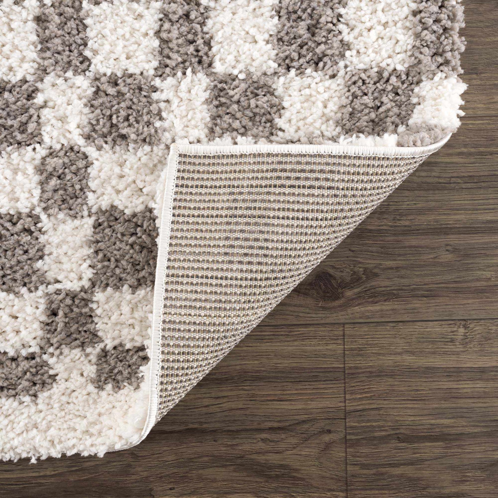 Kieu Taupe Checkered Plush Rug - Ornate Home